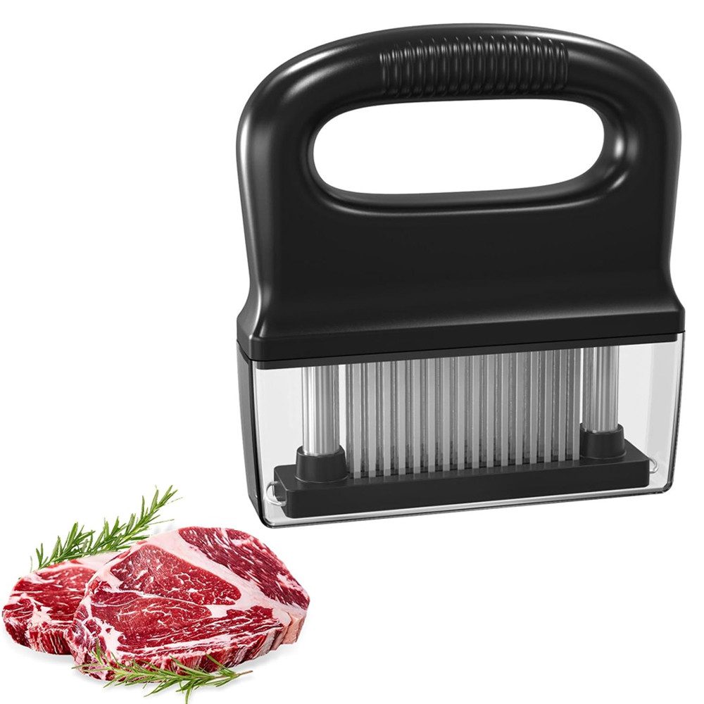 TUWENA Fleischklopfer Fleischklopfer mit 48 Edelstahl-Nadelklinge mit Sicherheitsverschluss