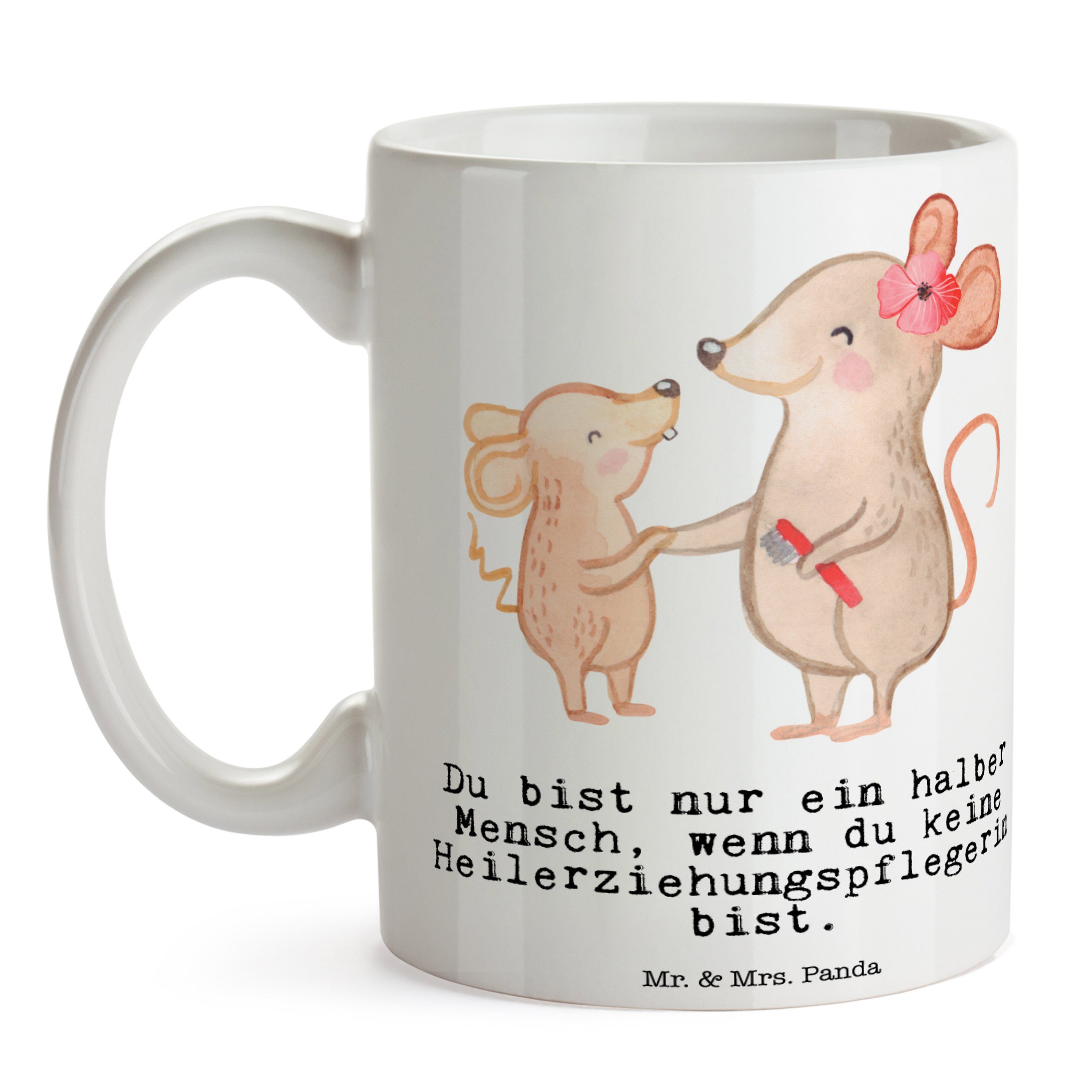Mr. & Mrs. Panda Geschenk, mit Keramik Heilerziehungspflegerin Heilpädagogin, Ab, Herz - - Tasse Weiß
