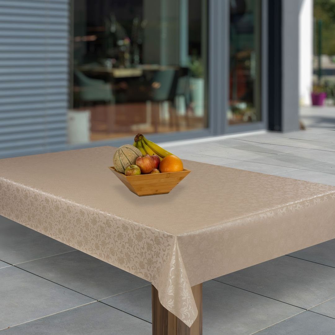 laro Tischdecke Wachstuch-Tischdecken Abwaschbar Beige Umbra geprägt rechte günstig online kaufen