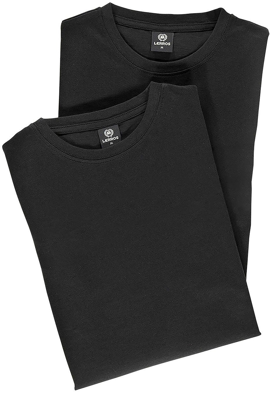 in 2-tlg) klassischer (Packung, LERROS black T-Shirt Optik