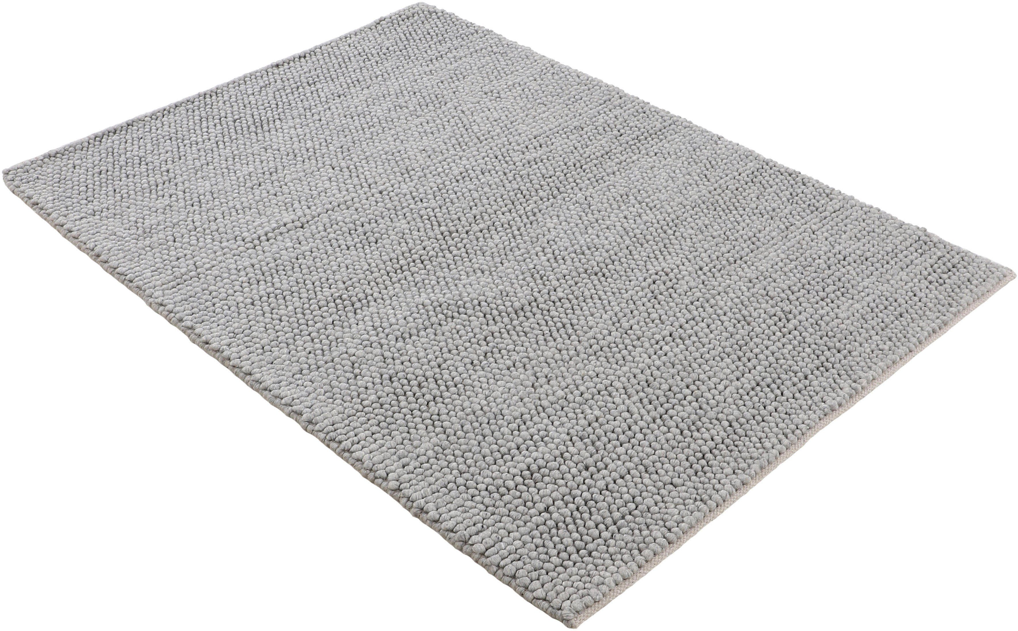 carpetfine, meliert, mm, Uni grau 70% Handweb Calo, Wolle rechteckig, Farben, 16 Höhe: handgewebt, Teppich Teppich,