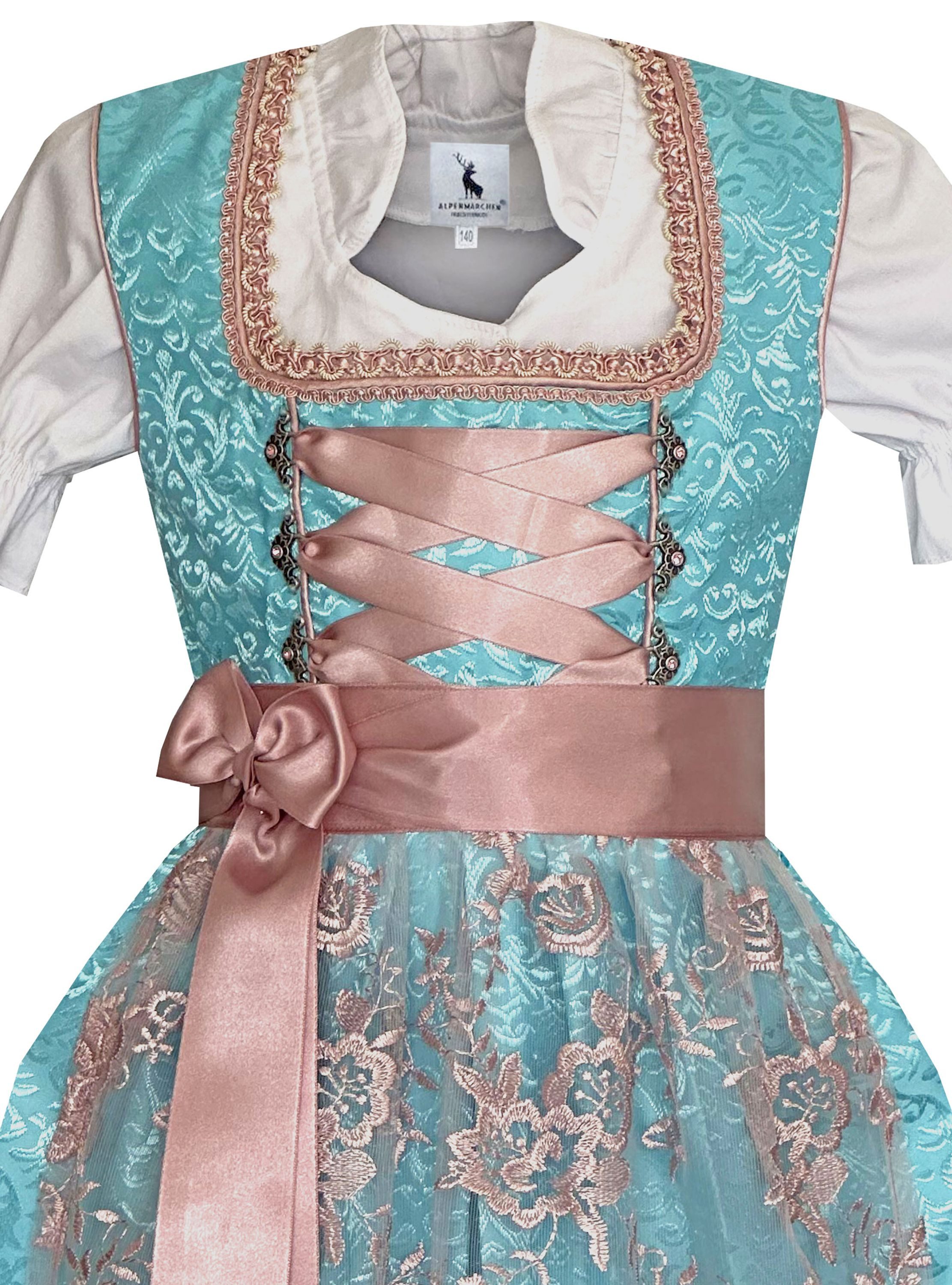 Alpenmärchen Dirndl Kinderdirndl Elaine in Türkis - ALM-K761
