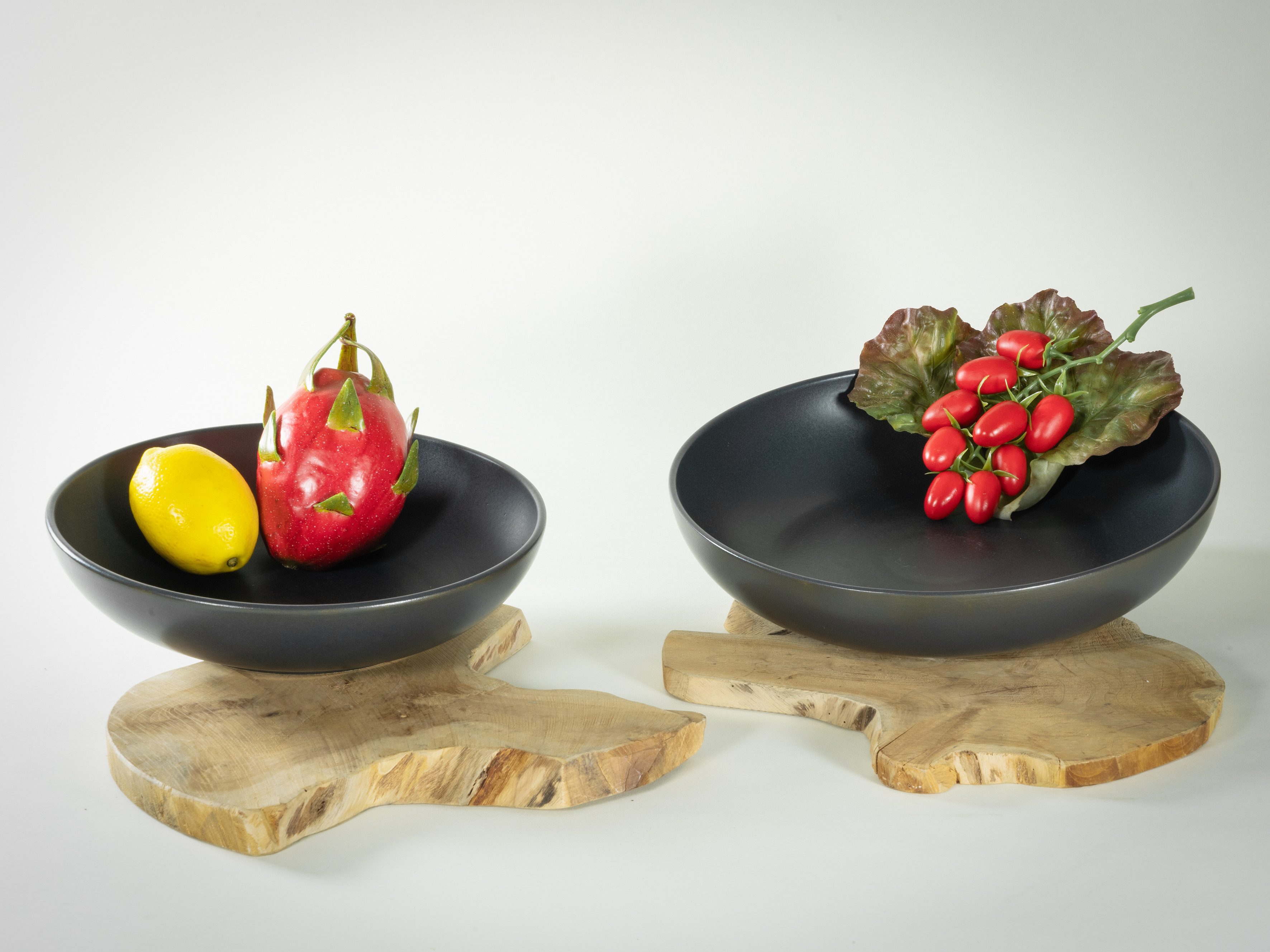 CreaTable Servierschale Uno black, Servierschalen Set 2-tlg, Steinzeug, (Set, 2-tlg), Seidenmatte Spezialglasur, Harmonisch ausbalanciert