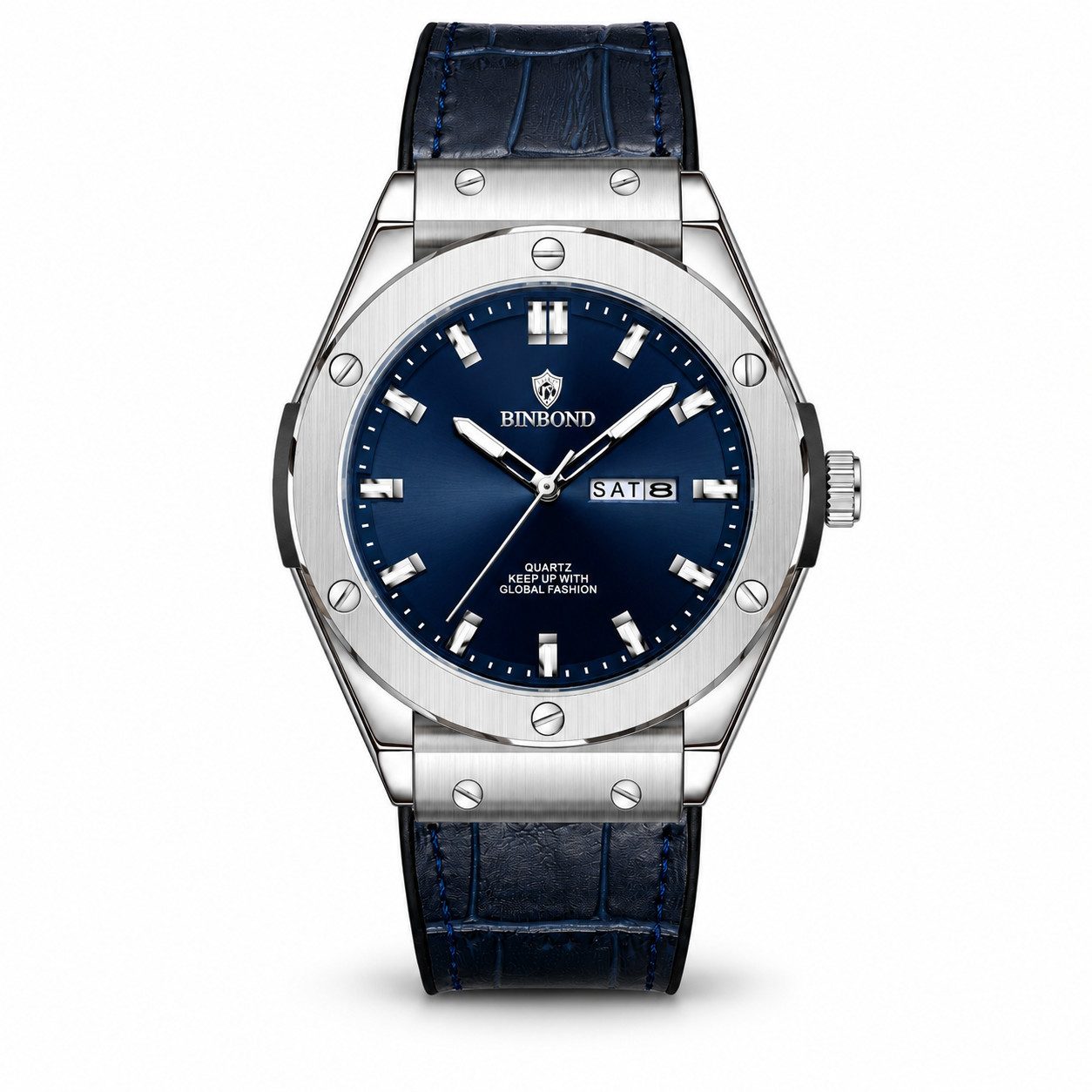 Fyrove Quarzuhr Herrenarmbanduhr Multifunktionsuhr mit Datum & Wochentag, (42 mm Analoguhr Herrenuhr, Lederarmband), Leuchtzeiger, 3 ATM, klassische Businessuhr