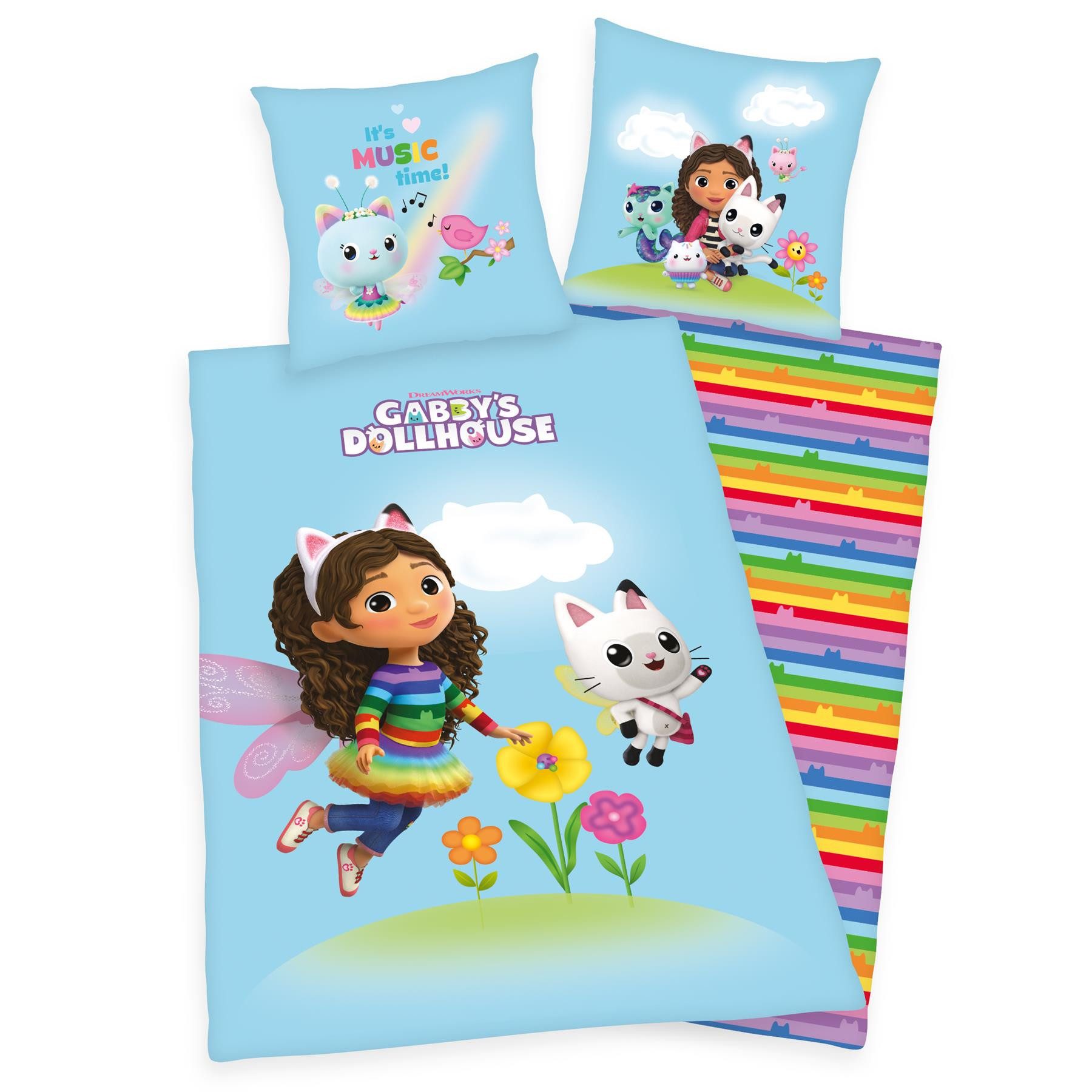 Herding Young Collection Bettwäsche Gabby's Dollhouse Bettwäsche MRV / branded zipper 80/80+135/200 cm Be, kinderbettwäsche 135x200 baumwolle kinder bettwäsche 135x200