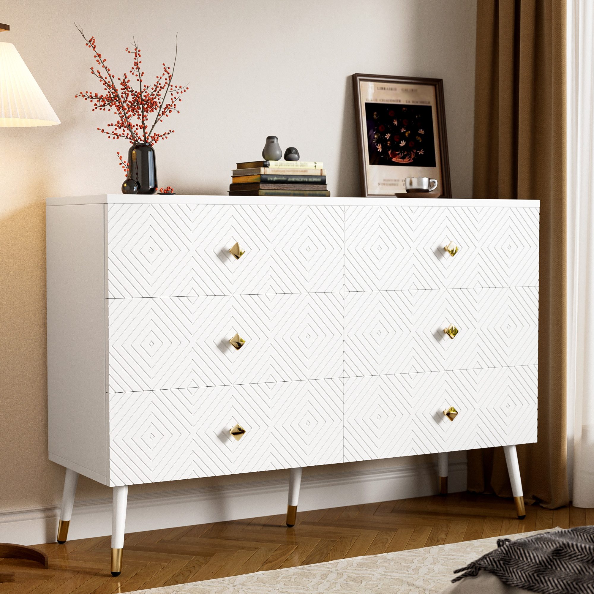 HAUSS SPOLE Sideboard 6-Schubladen 120x40x80cm für Schlafzimmer & Wohnzimme günstig online kaufen
