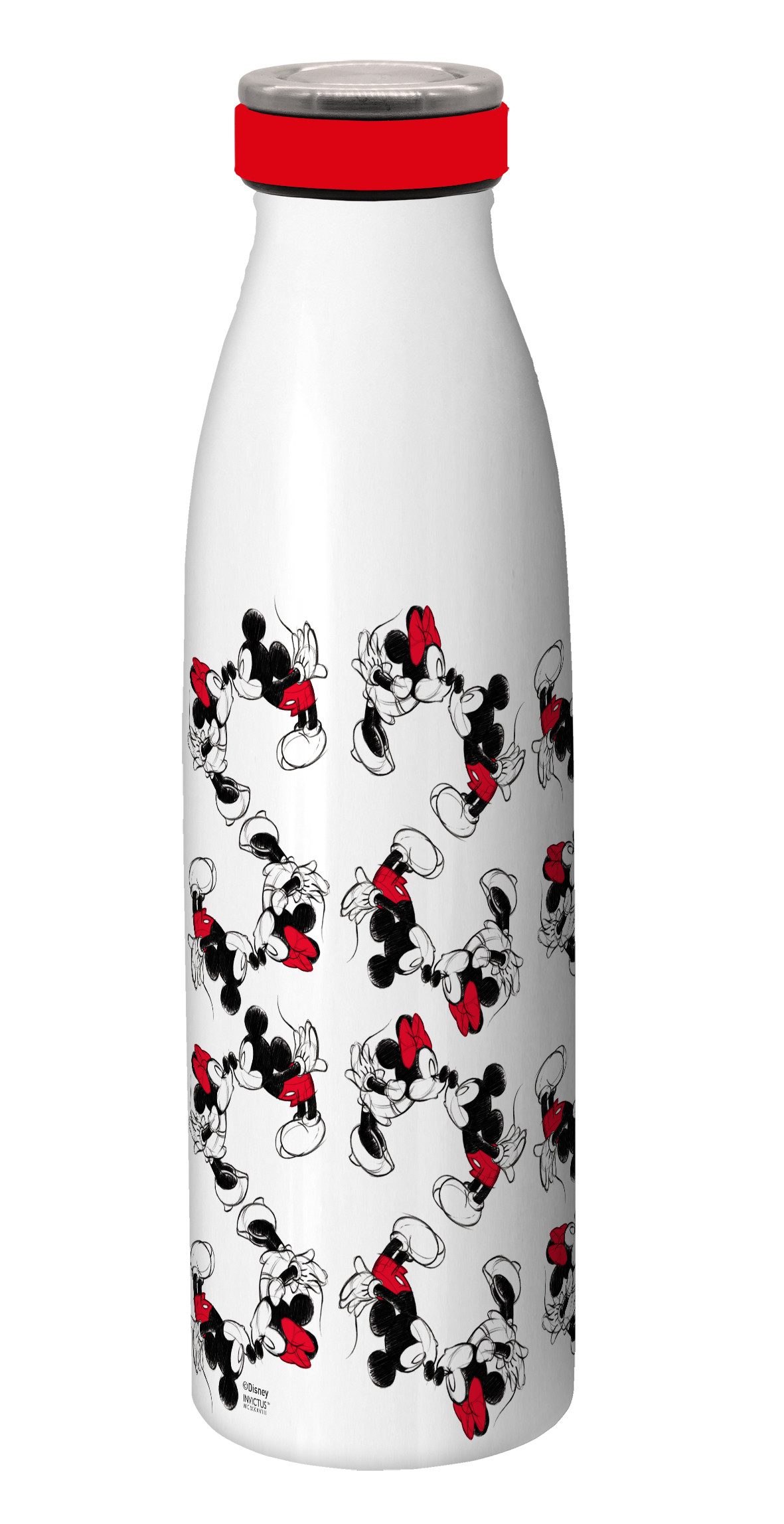 Geda Labels GmbH Isolierflasche Mickey Kiss Sketch rot, Weiß, 500ml, nicht spülmaschinengeeignet