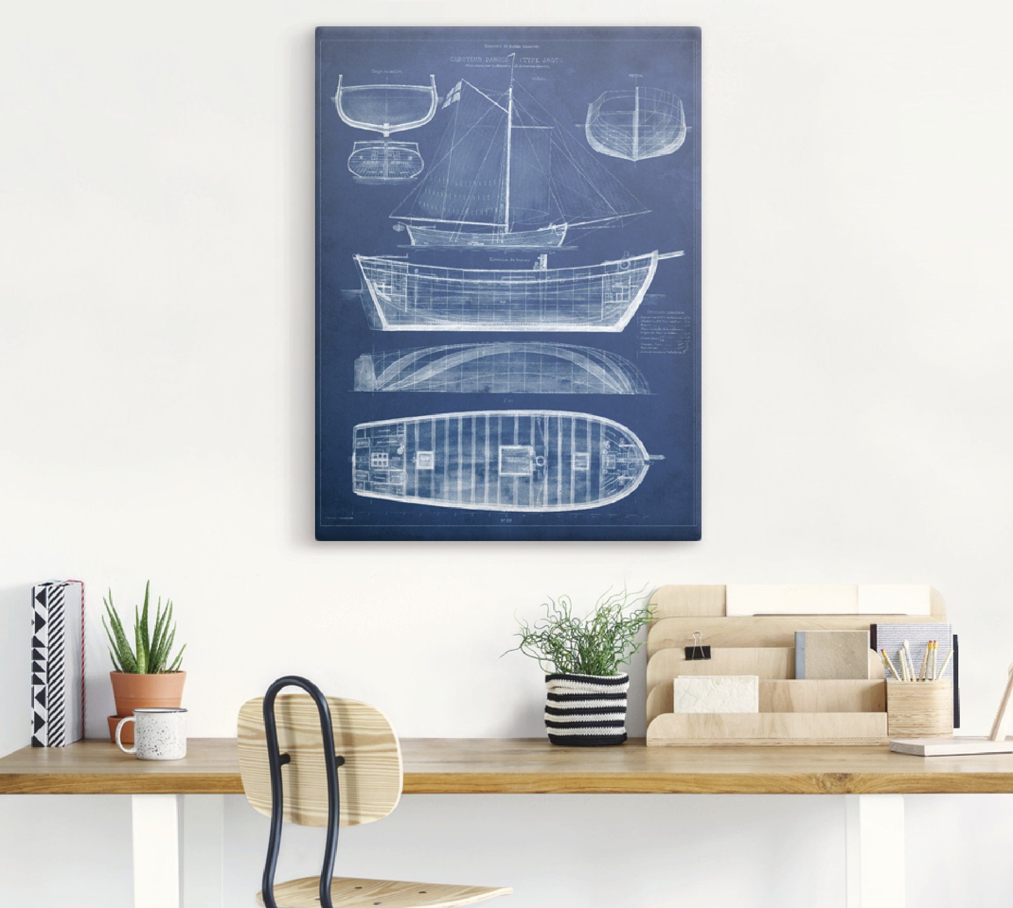 Artland Wandbild Entwurf für Größen Boote Schiff Poster Antikes & Leinwandbild, versch. in (1 II, Wandaufkleber als oder Schiffe Alubild, St), ein