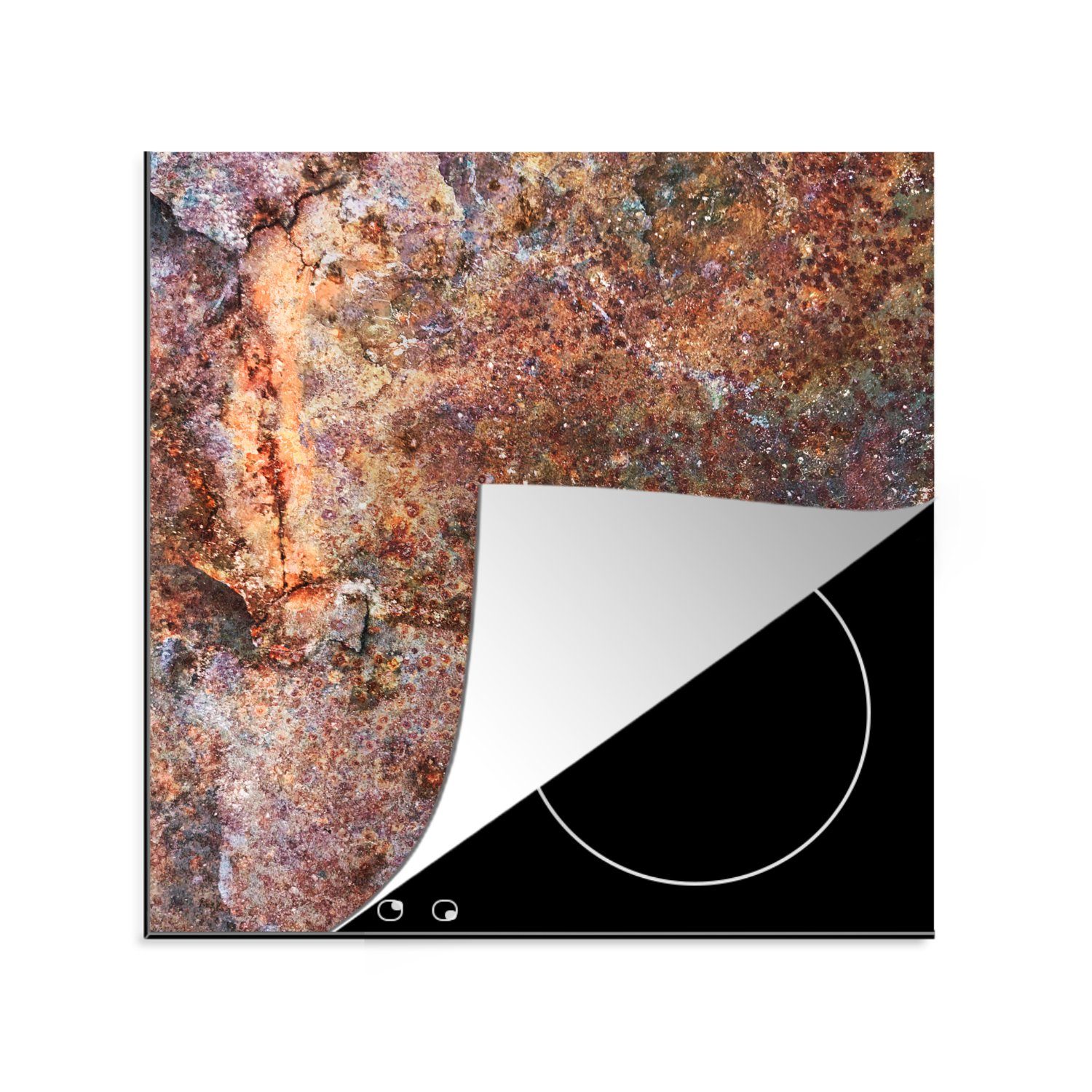 MuchoWow Herdblende-/Abdeckplatte Eisen - tlg), (1 - cm, Retro, Rost Vinyl, für Arbeitsplatte Ceranfeldabdeckung, 78x78 küche