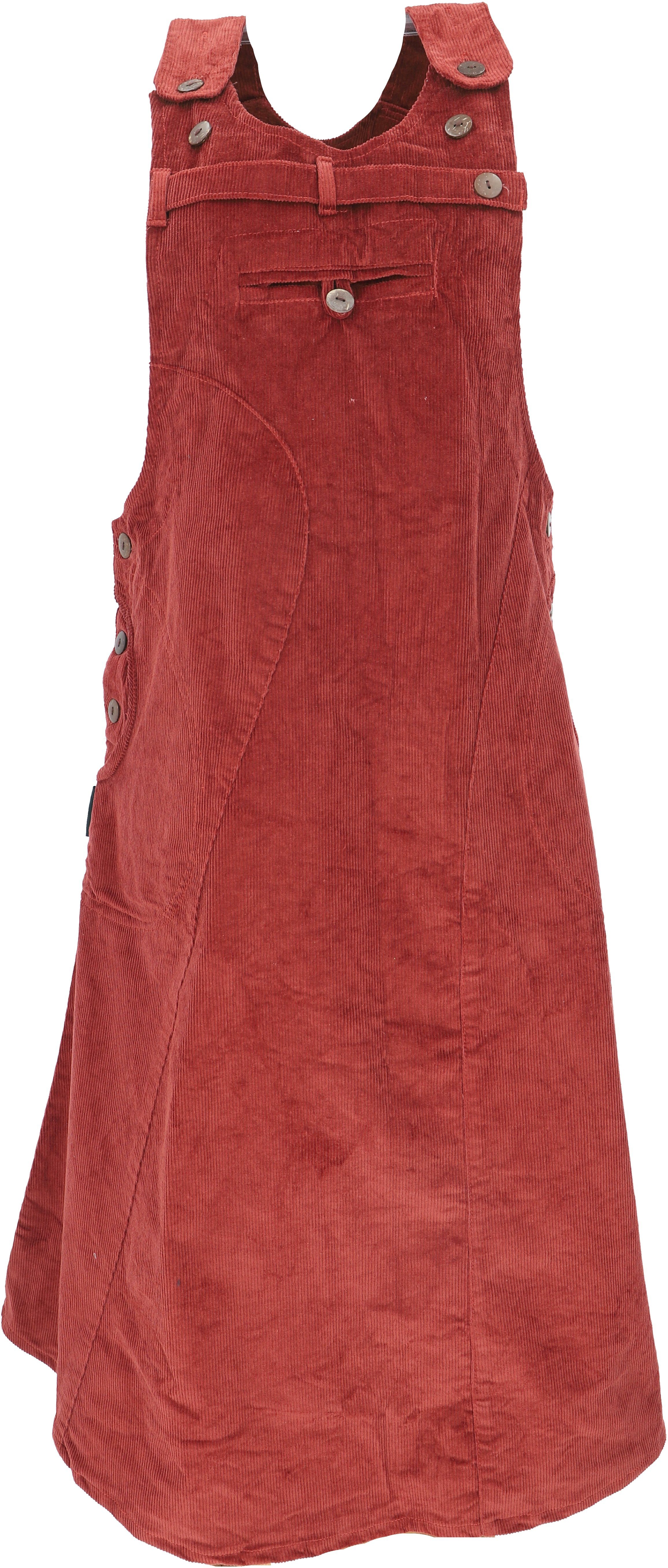 Trägerkleid, -.. Guru-Shop Minirock alternative Hippierock rostorange Bekleidung Cord-Latzrock,