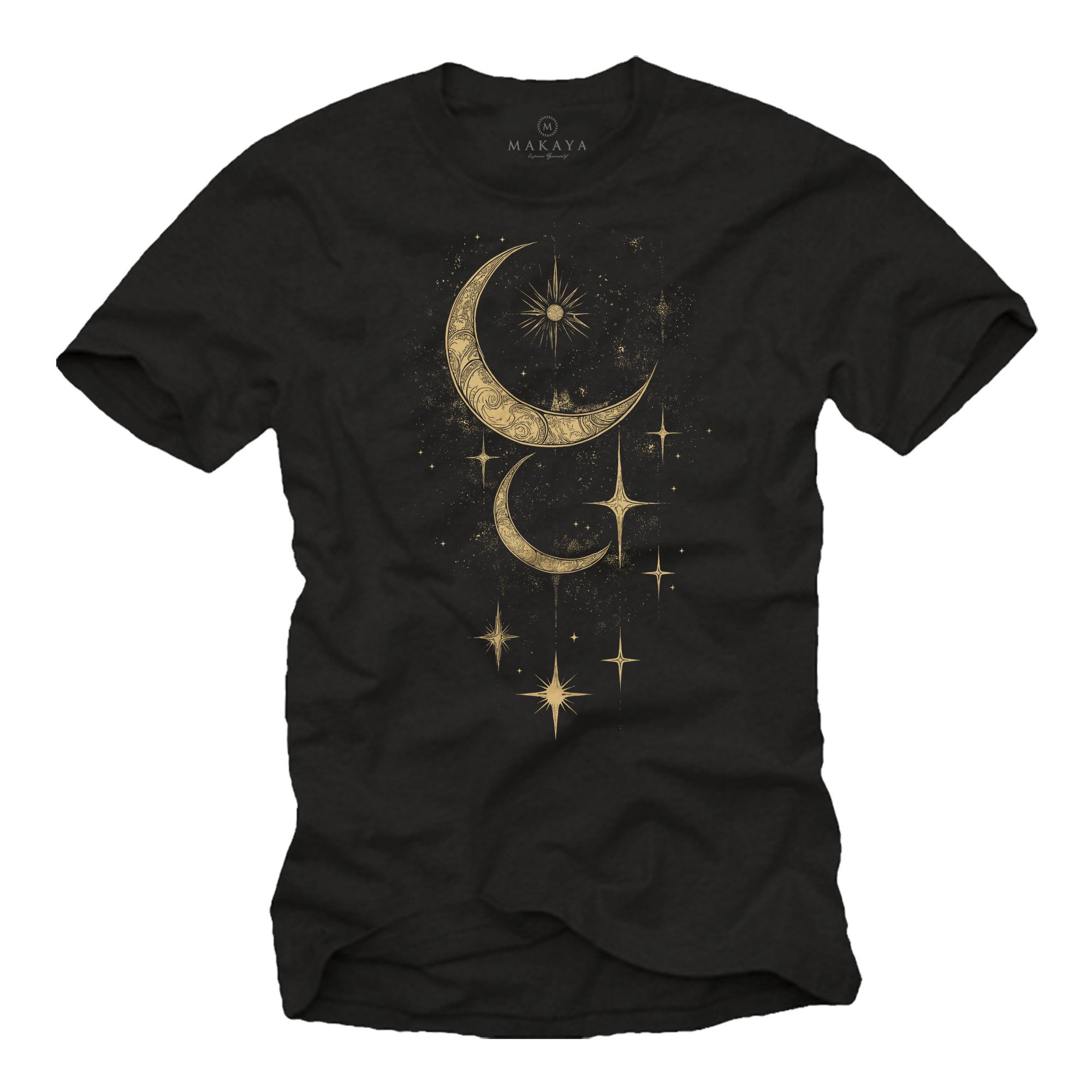MAKAYA Kurzarmshirt Herren Sonne Mond Sterne günstig online kaufen