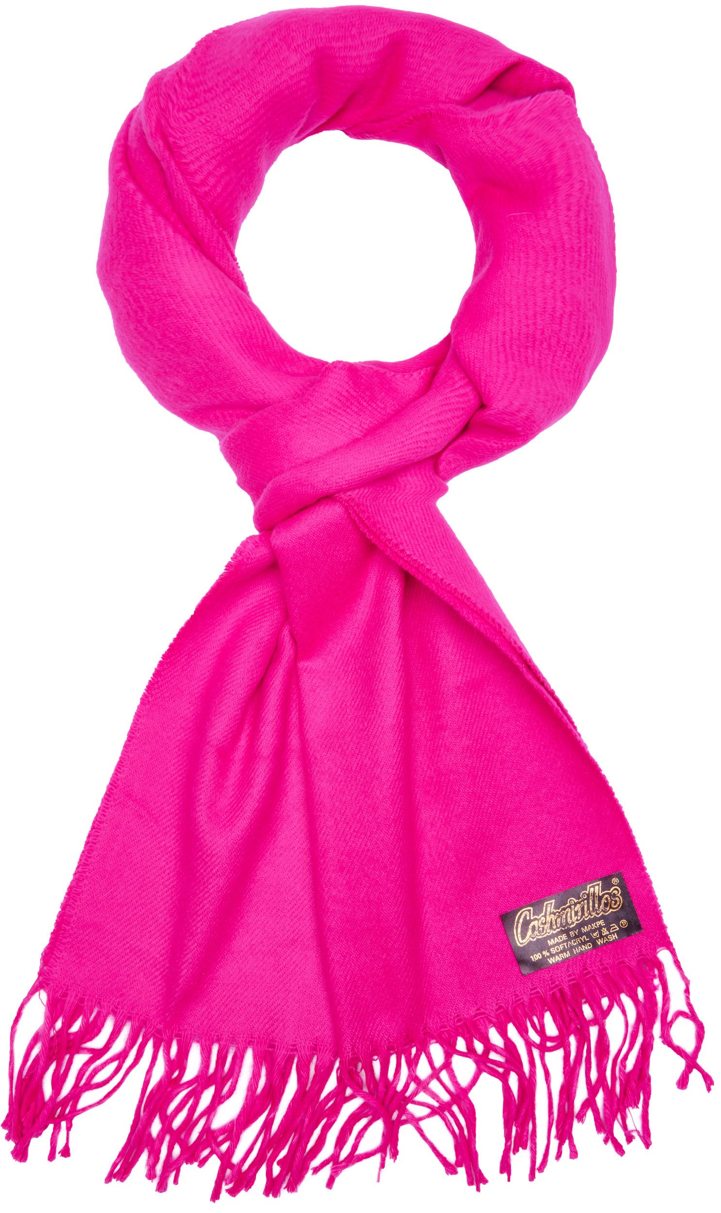 BRUBAKER Schal Cashmirillo Kuschelschal 30/40 x 180 cm Lang Leicht Warm Kuschelig, (Uni-Farben, 1-St. Herbst und Winterschal), Stola Tuch Schal mit Fransen für Damen und Herren