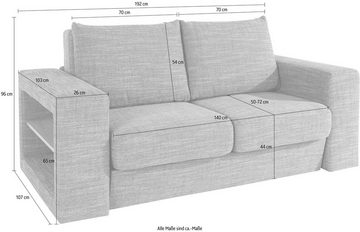 LOOKS by Wolfgang Joop 2,5-Sitzer Looksvb, Verwandlungssofa: aus Sofa wird Sofa mit 2 Hockern, mit Regalfunktion