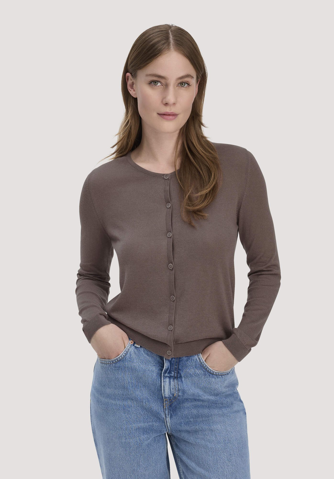 Hessnatur Strickjacke aus TENCEL™ Lyocell mit Bio-Baumwolle (1-tlg)