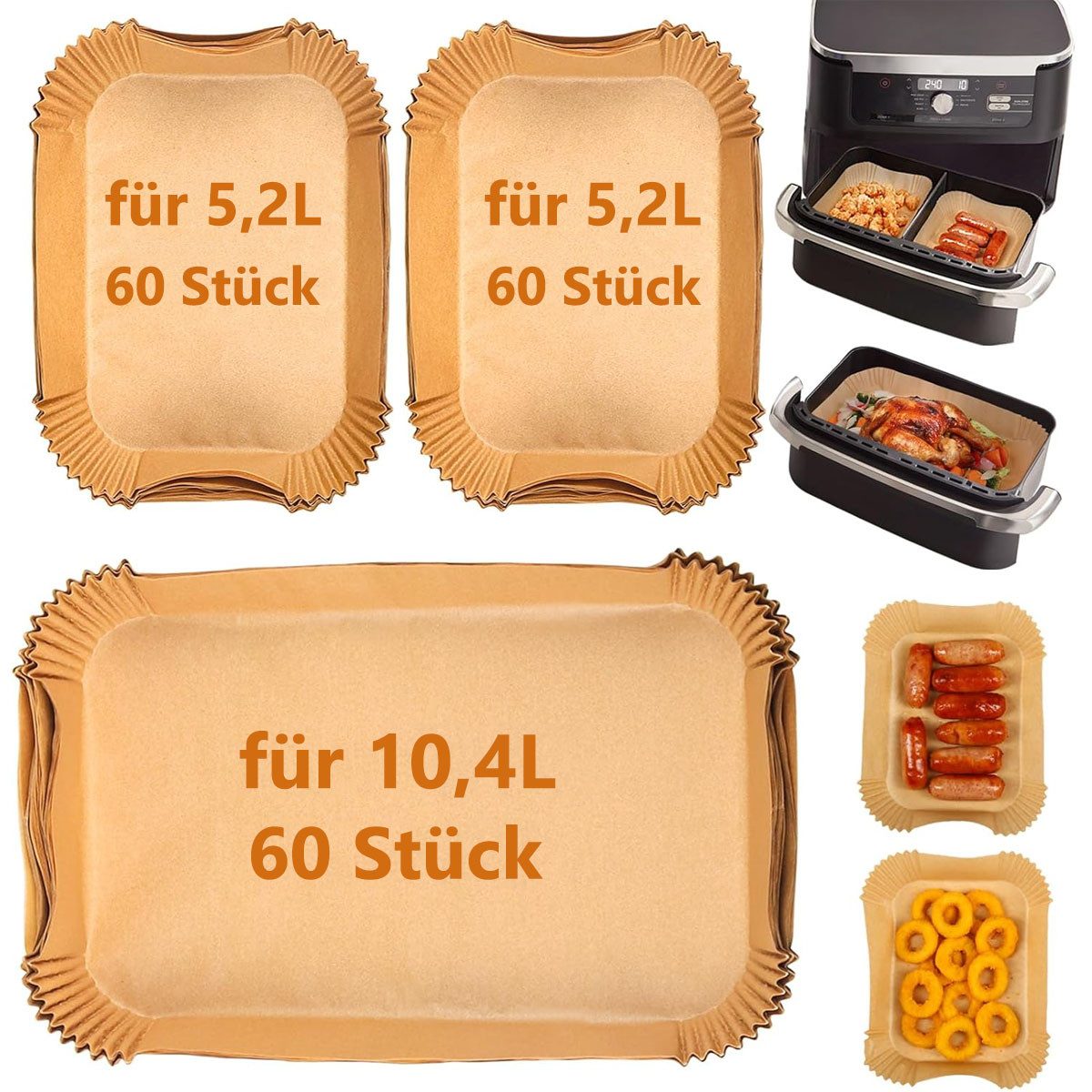 Backpapier für Heißluftfritteuse Airfryer Ninja Foodi Flexdrawer/AF500eu 180 St.