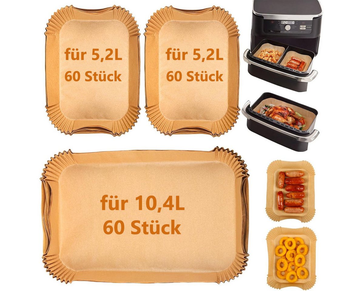 SURFOU Backpapier für Heißluftfritteuse Airfryer Ninja Foodi Flexdrawer/AF500eu 180 St., Lebensmittelsicher,Antihaft, Fettabweisend, Wasserfest, Hitzebeständig