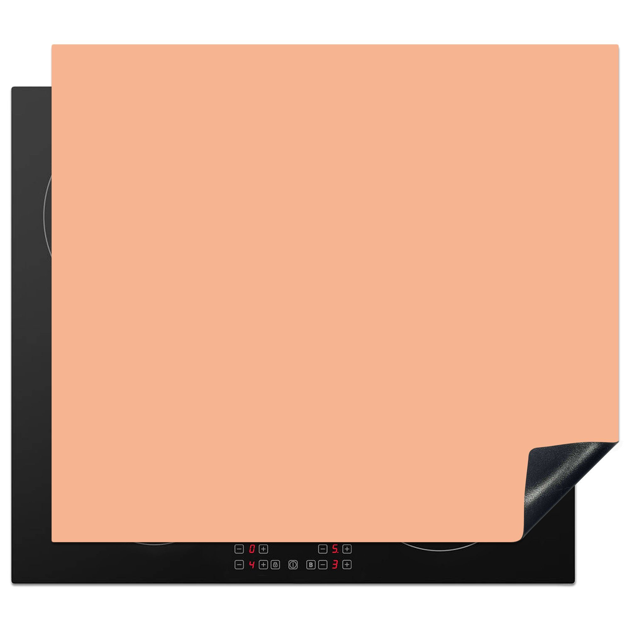 Einfarbig Herdblende-/Abdeckplatte - 60x52 cm, Ceranfeldabdeckung - nutzbar, Aprikose Vinyl, Farbe, Rosa - Arbeitsfläche Mobile tlg), (1 MuchoWow - Pastell