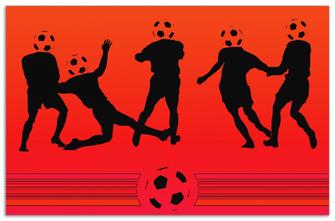 Wallario Herd-Abdeckplatte Fußball - Noppen), 1 5mm verschiedene ESG-Sicherheitsglas, Comic Fußballspieler Rote tlg., im Größen (Glasplatte, inkl. Stil