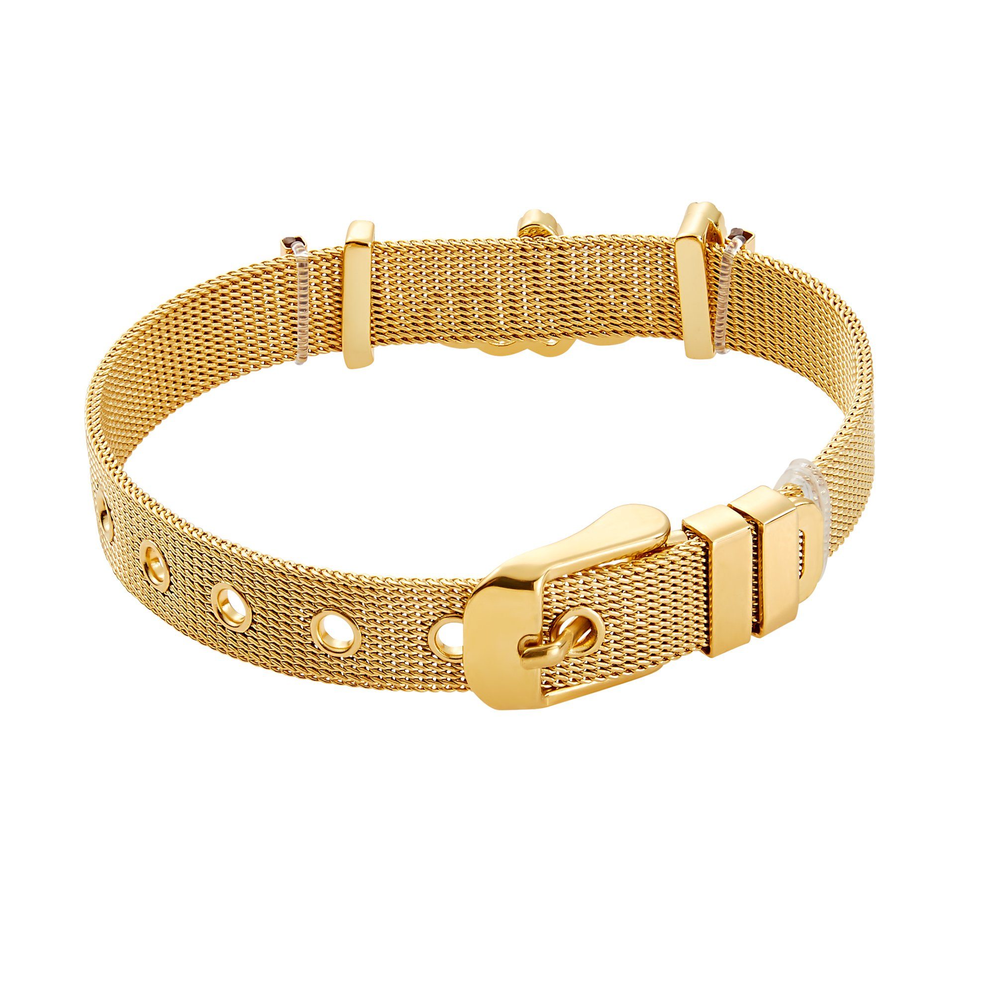 inkl. Geschenkverpackung), austauschbar Armband goldfarben Charms Believe (Armband, poliert Armband Mesh sind Heideman