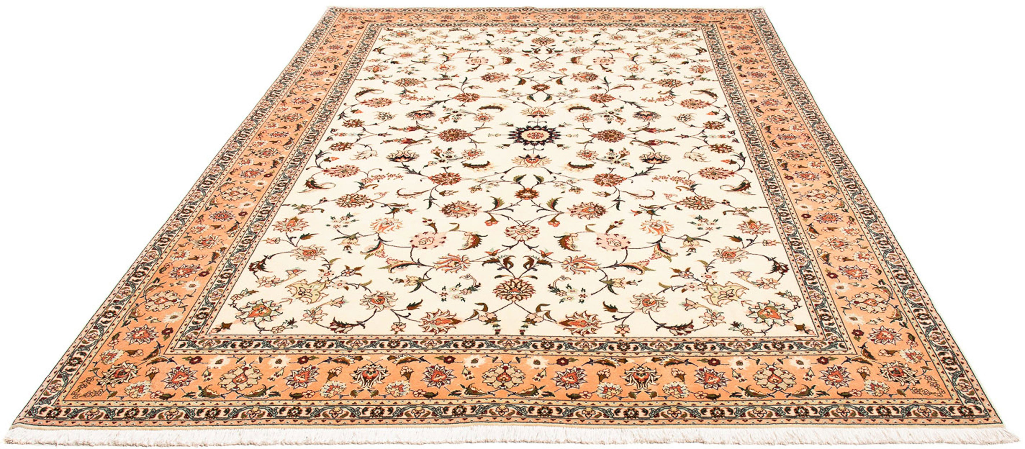Orientteppich Perser - Täbriz - Royal - 300 x 205 cm - beige, morgenland, rechteckig, Höhe: 7 mm, Wohnzimmer, Handgeknüpft, Einzelstück mit Zertifikat