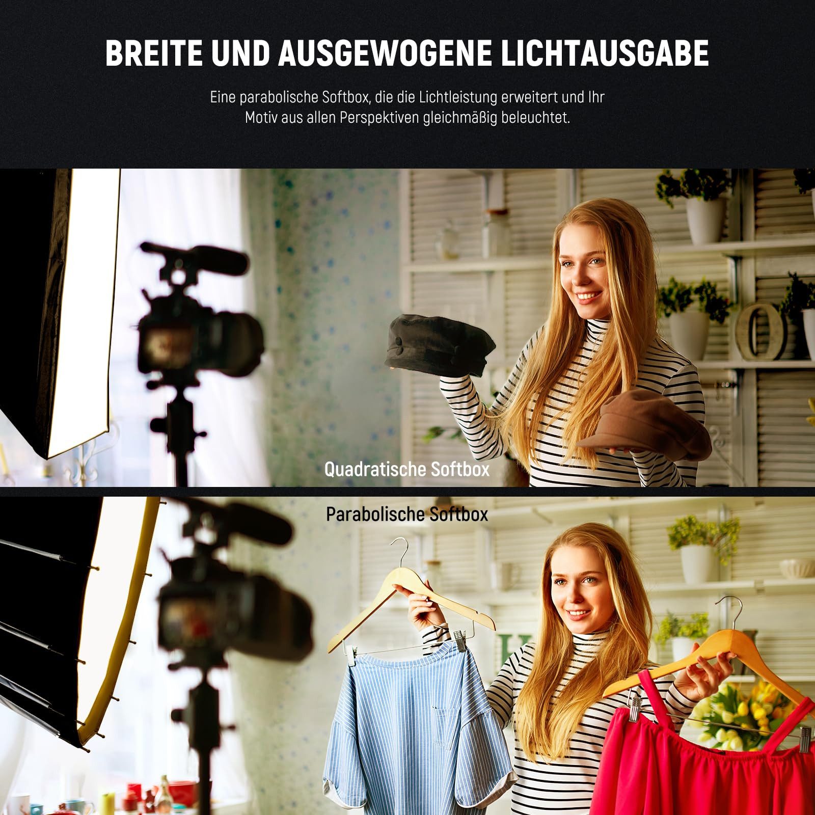 Neewer Softbox SF85Q 85cm Parabolic Softbox, mit Diffusoren/Wabengitter/Tasche, Schnelle Einrichtung Zusammenklappen, für Bowens Mount-Beleuchtung