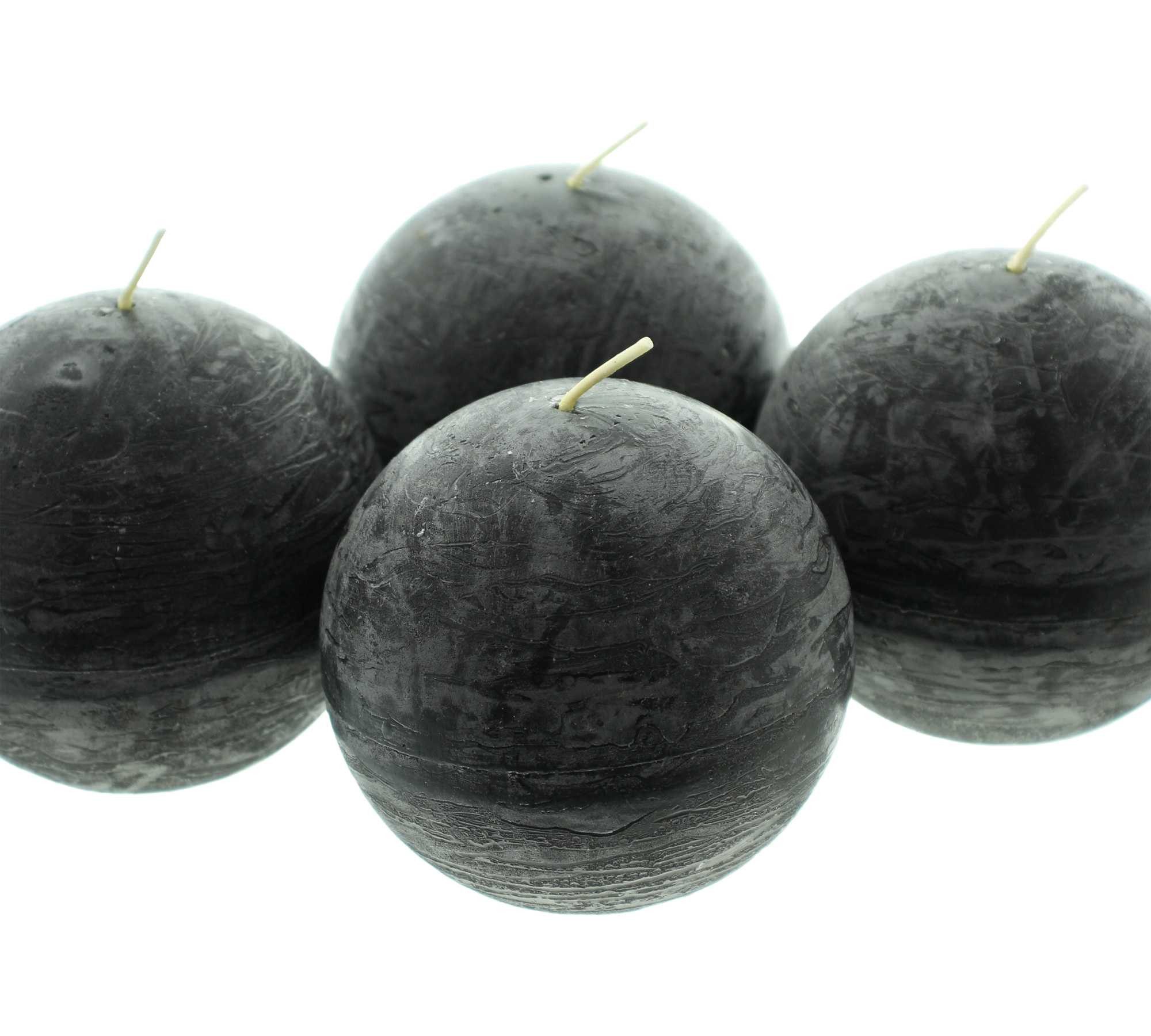 Dekoleidenschaft Kugelkerze "Black" in schwarz Ø ca. 8 cm, schwarze Kerzen, Wachs, Wachskerzen (4-tlg), Brenndauer 24 Stunden