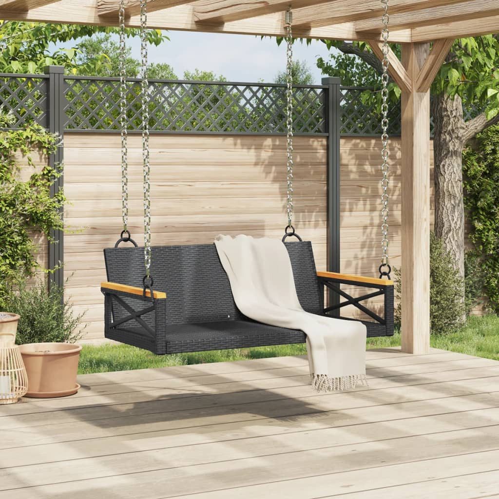 vidaXL Gartenbank Hängebank Schwarz 109x62x40 cm Poly Rattan (1-St)