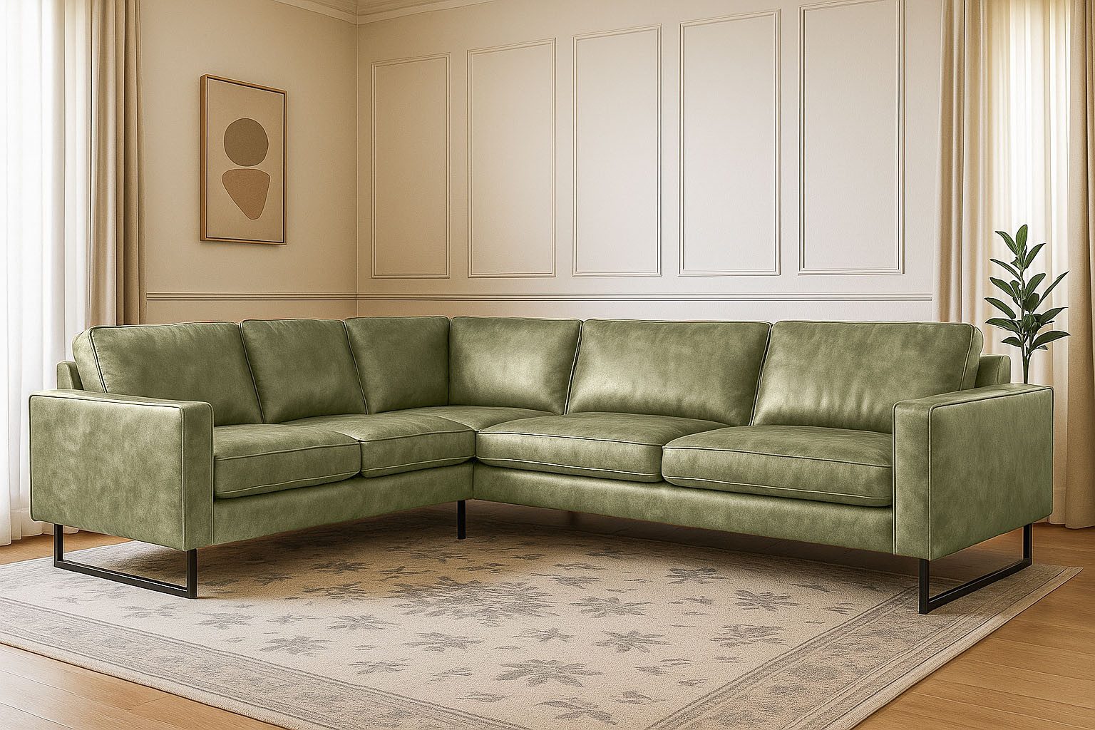 Home affaire Ecksofa Pinto, XXL, 250/290 cm, langer Schenkel, Ottomane, Cord, Chenille, Lederoptik, mit Keder, Metallfüße, Wellenunterfederung