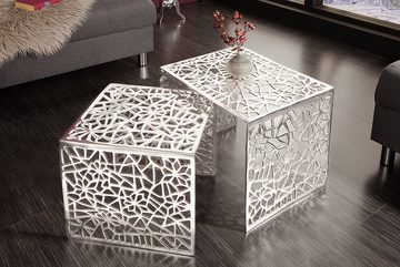 riess-ambiente Couchtisch ABSTRACT 49cm silber (Set, 2-St), Wohnzimmer · Metall · eckig · Handarbeit · Gap Design · Modern