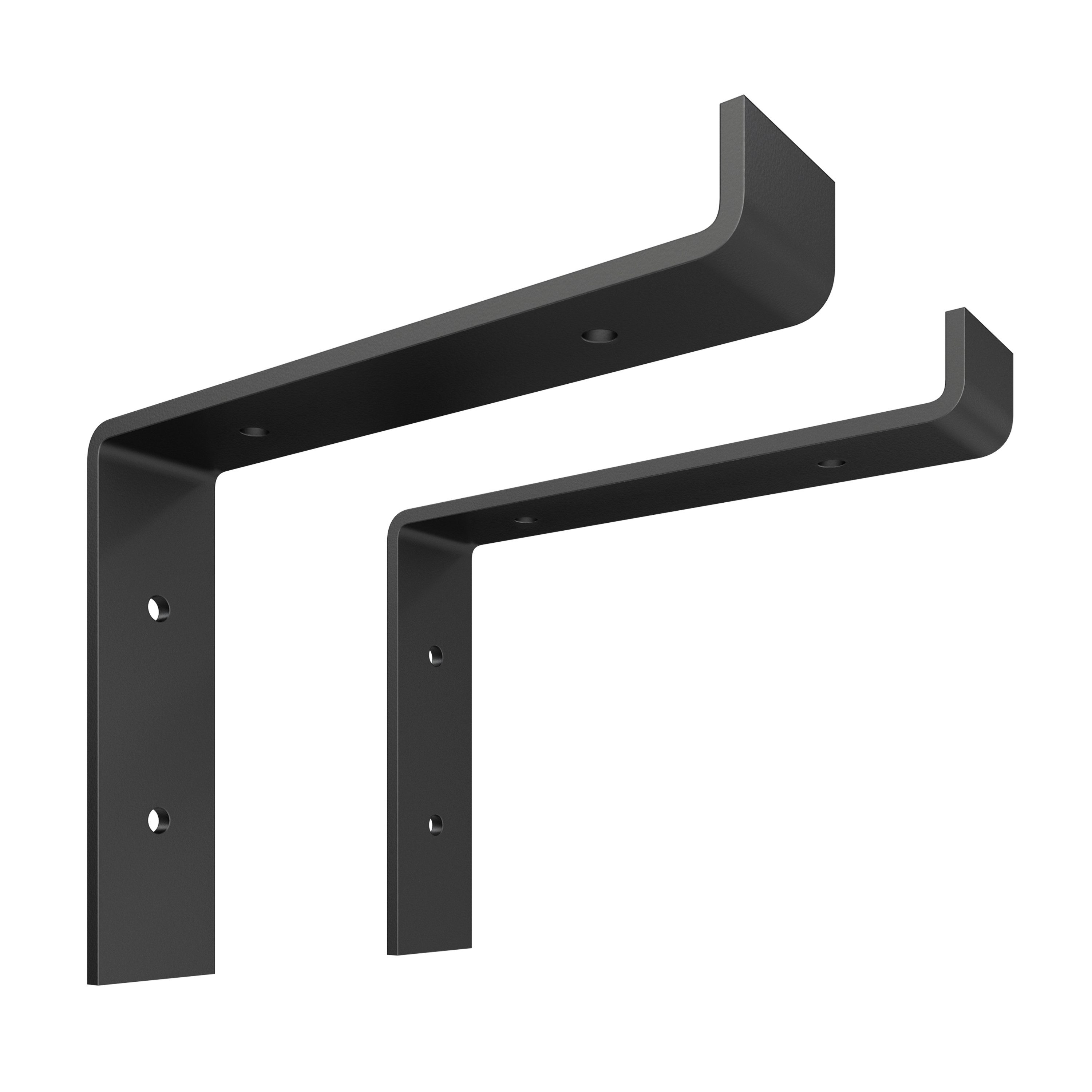 sossai® Wandregalhalter 2er Set Design Regalträger Kampu in Schwarzmatt, 2-tlg.