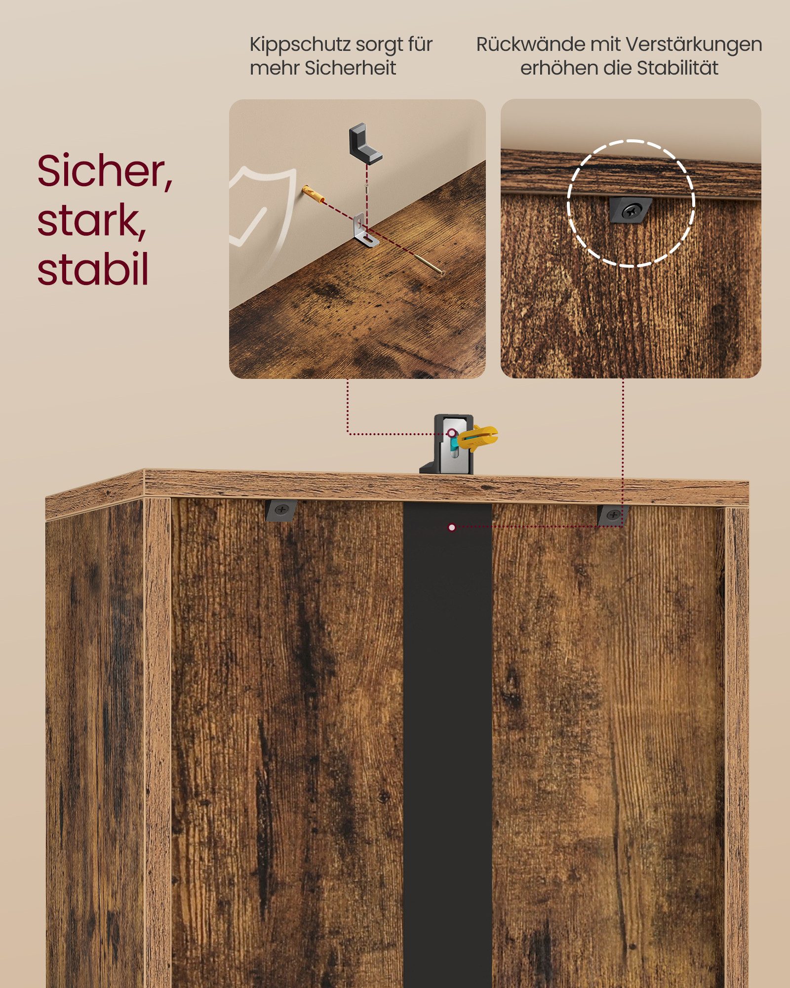 VASAGLE Bücherregal mit verstellbaren Ablagen, für Wohnzimmer, Homeoffice, Schlafzimmer, 4-stöckiges Regal, offenes Aufbewahrungsregal, 24 x 30 x 106 cm – Bild 5 von 5
