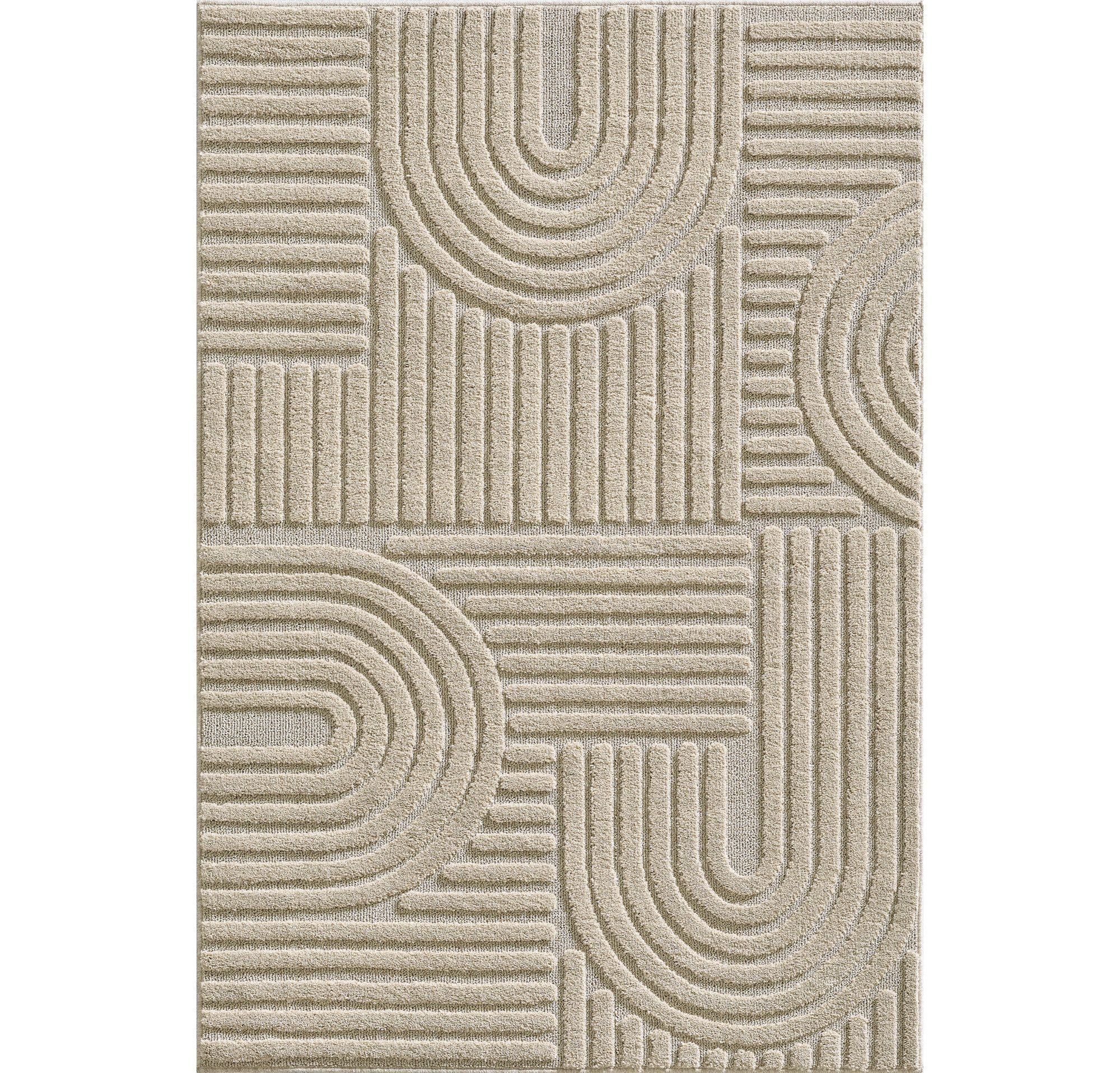 Teppium Hochflor-Teppich Boho-Design, Rechteckig, Höhe: 20 mm, Teppich Wohnzimmer Skandinavisches Boho Teppich Hoch-Tief Effekt
