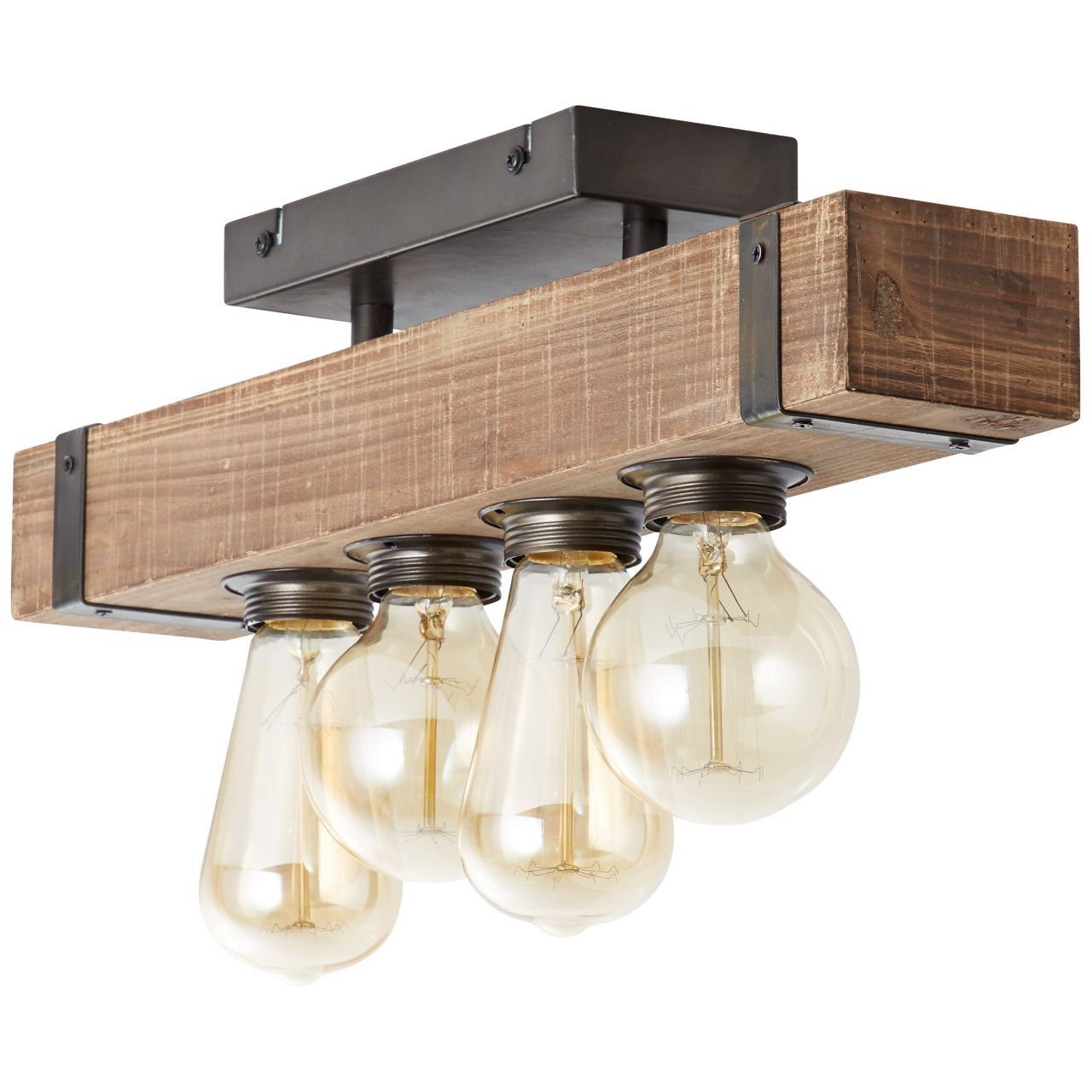 Brilliant Deckenleuchte Woodhill 30W, Lampe A60, 4flg g. 4x Deckenleuchte Woodhill, E27, antik/schwarz