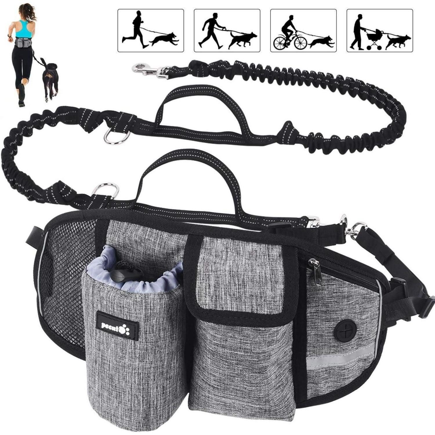 LuxusKollektion Joggingleine Pecute Hundeleine bis 110 kg Joggen reflektierend Grau