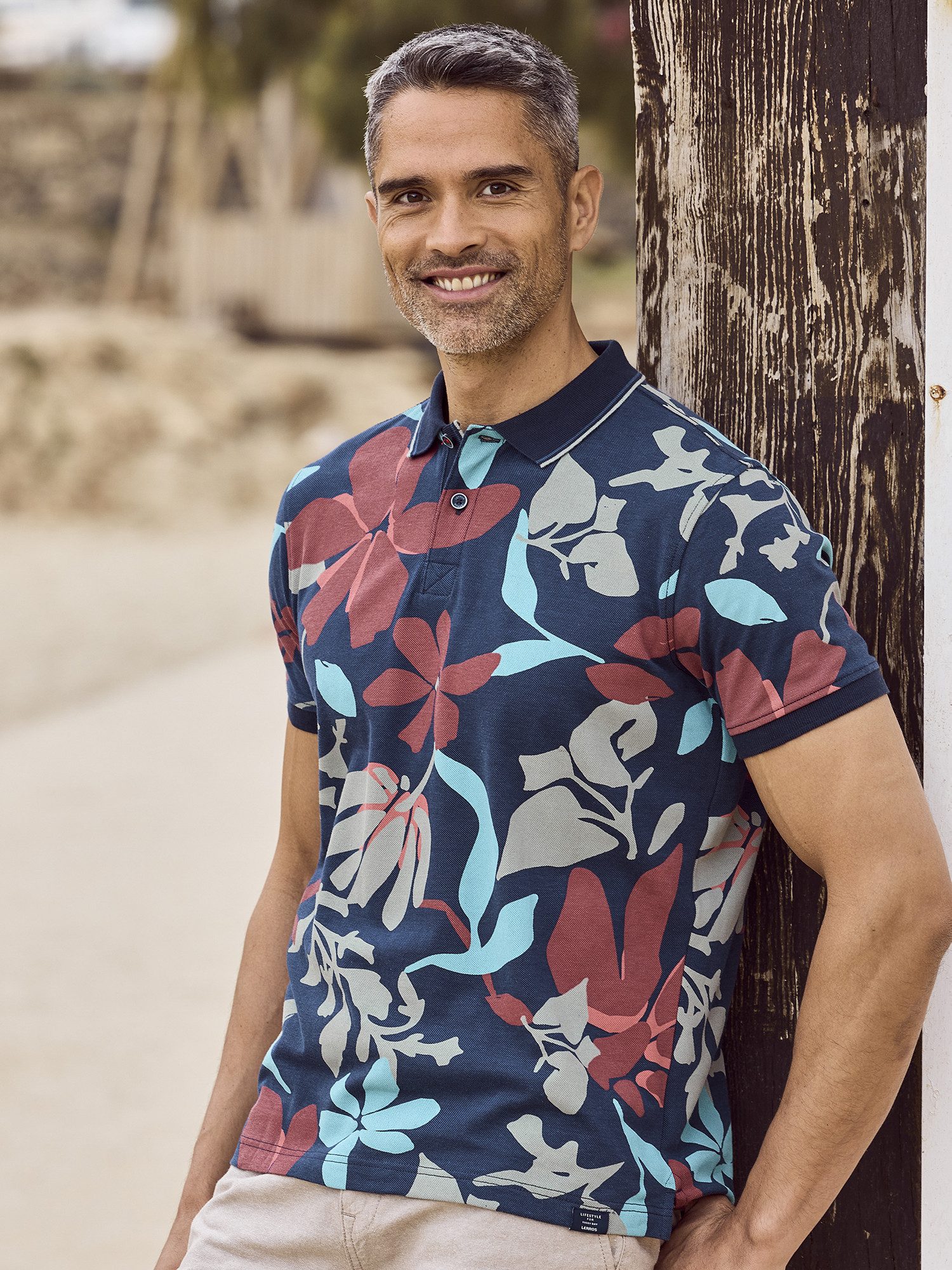LERROS Poloshirt "LERROS Poloshirt, sommerlich-floral gemustert" günstig online kaufen