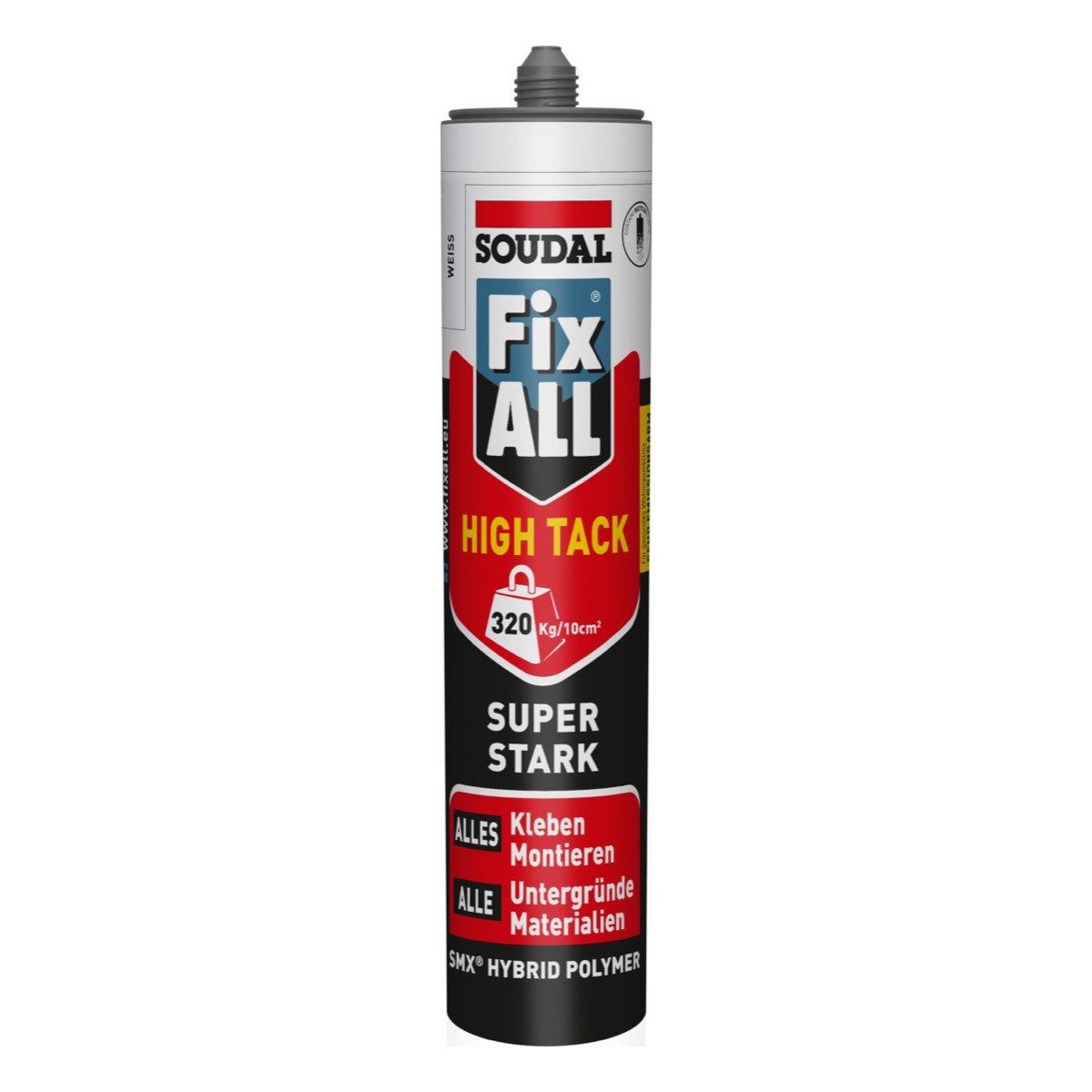 SOUDAL Montagekleber Fix ALL High Tack Hybrid Montagekleber Kleb- und Dichtstoff, Starker Universalkleber für Innen & Außen in Weiß