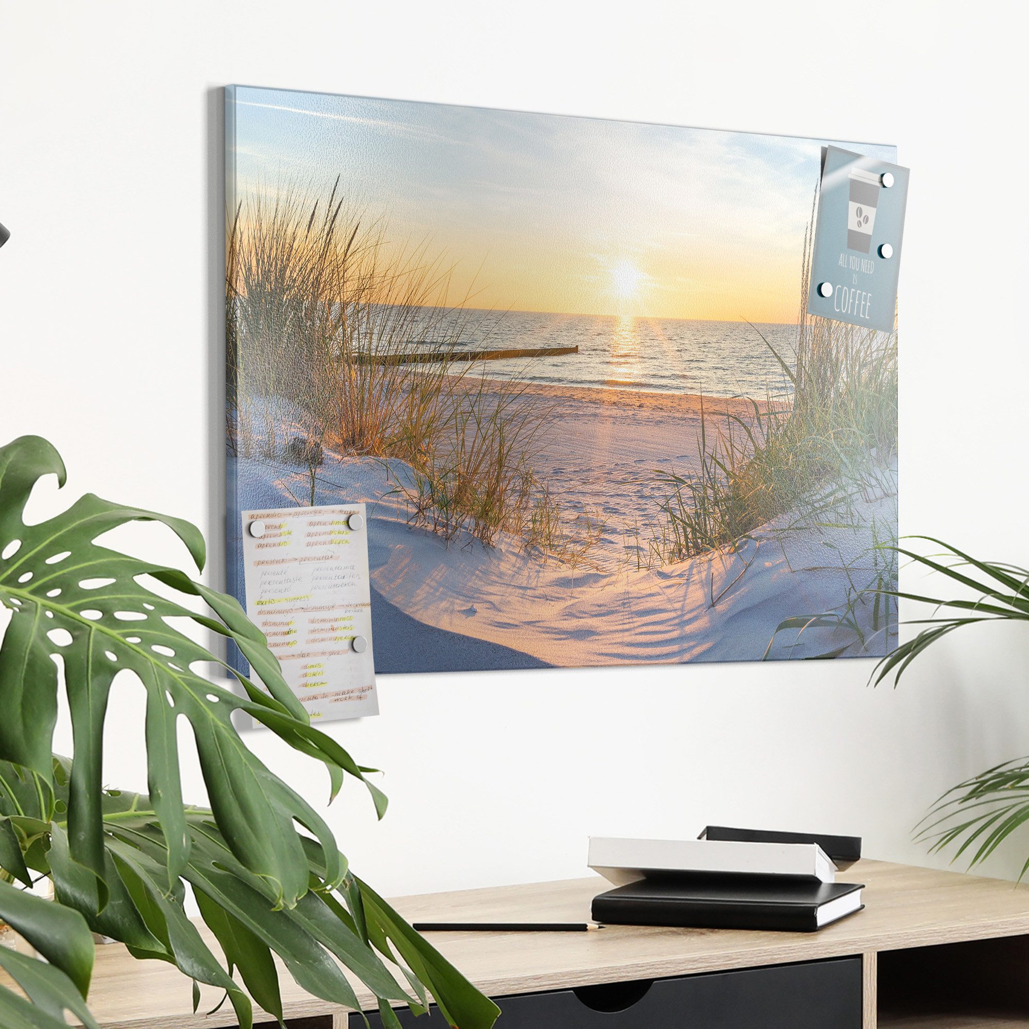 DEQORI Magnettafel 'Abendsonne an der Ostsee', Metall Whiteboard für alle Magnete, Magnetboard magnetisch – Bild 4 von 5
