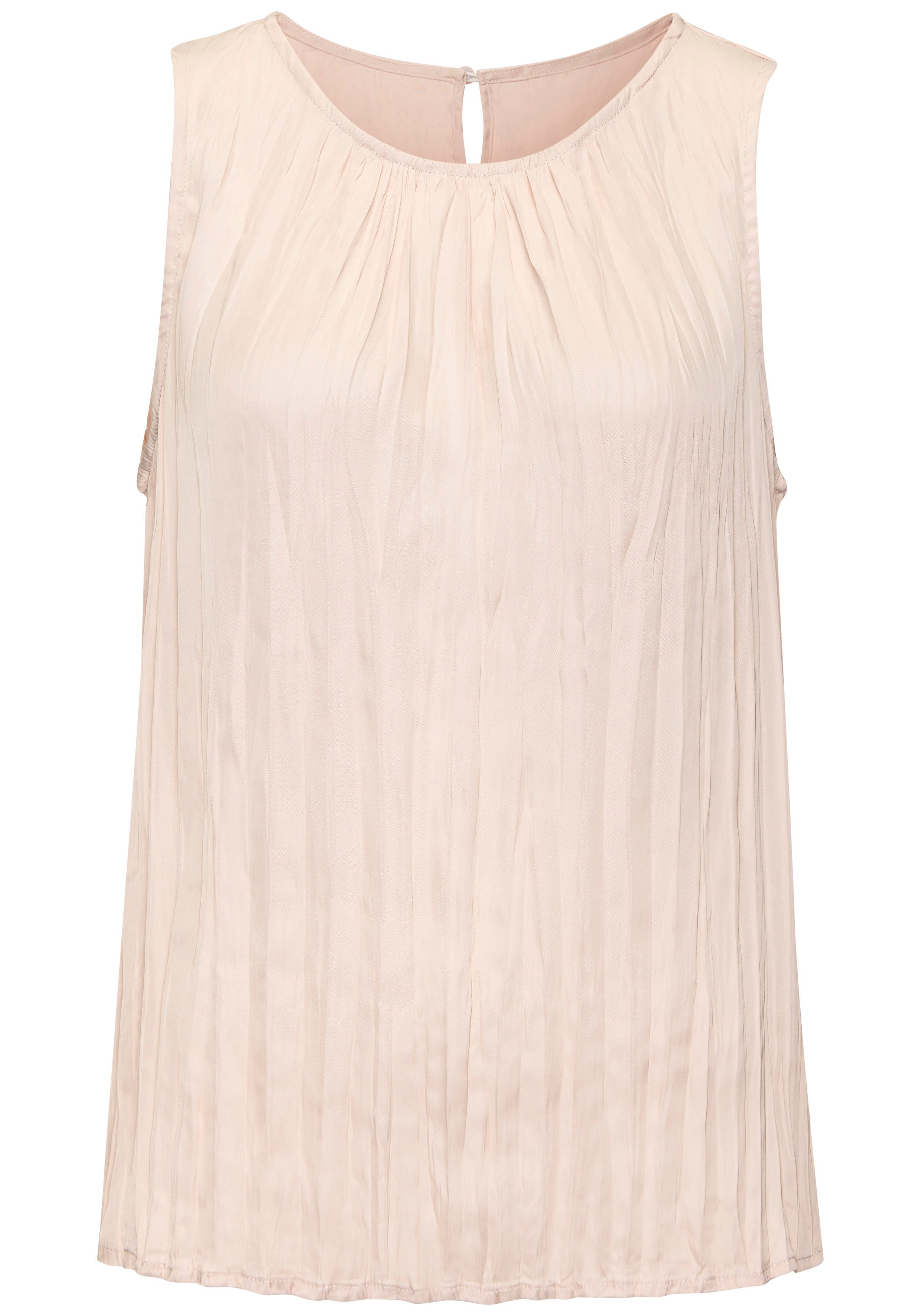 LASCANA Pliseetop aus leicht glänzender Satinware Partytop mit Plisseefalten, elegantes Blusentop, festliches Satintop – Bild 2 von 5