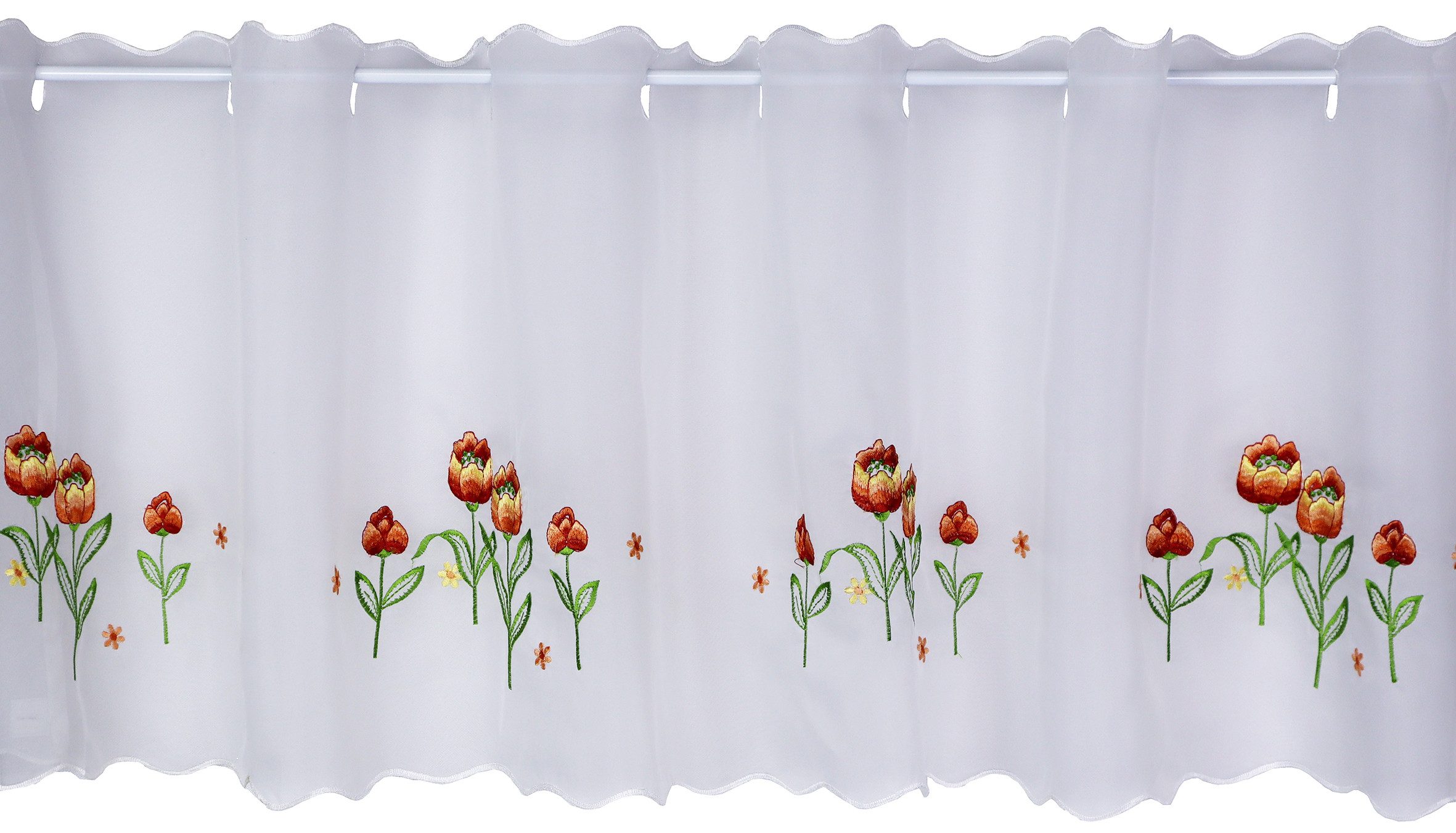 EXPERIENCE Scheibengardine Bistrogardine Blumenstickerei 44x140 cm transparent Voile, Stangendurchzug, transparent