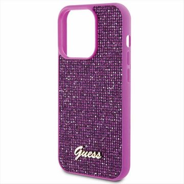 Guess Smartphone-Hülle Guess Apple iPhone 15 Pro Max Schutzhülle Disco Metal Script Lila