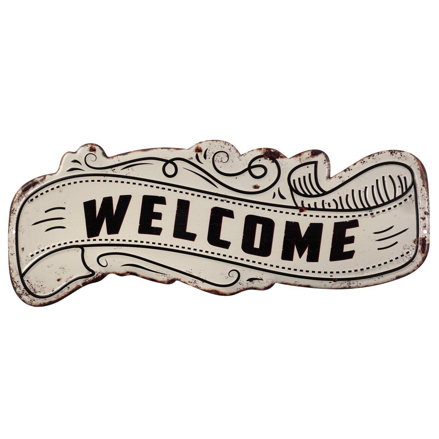 Moritz Metallschild Welcome Home Zuhause Willkommen, Vintage Retro Deko Schild Metallschild Wandbild Schild