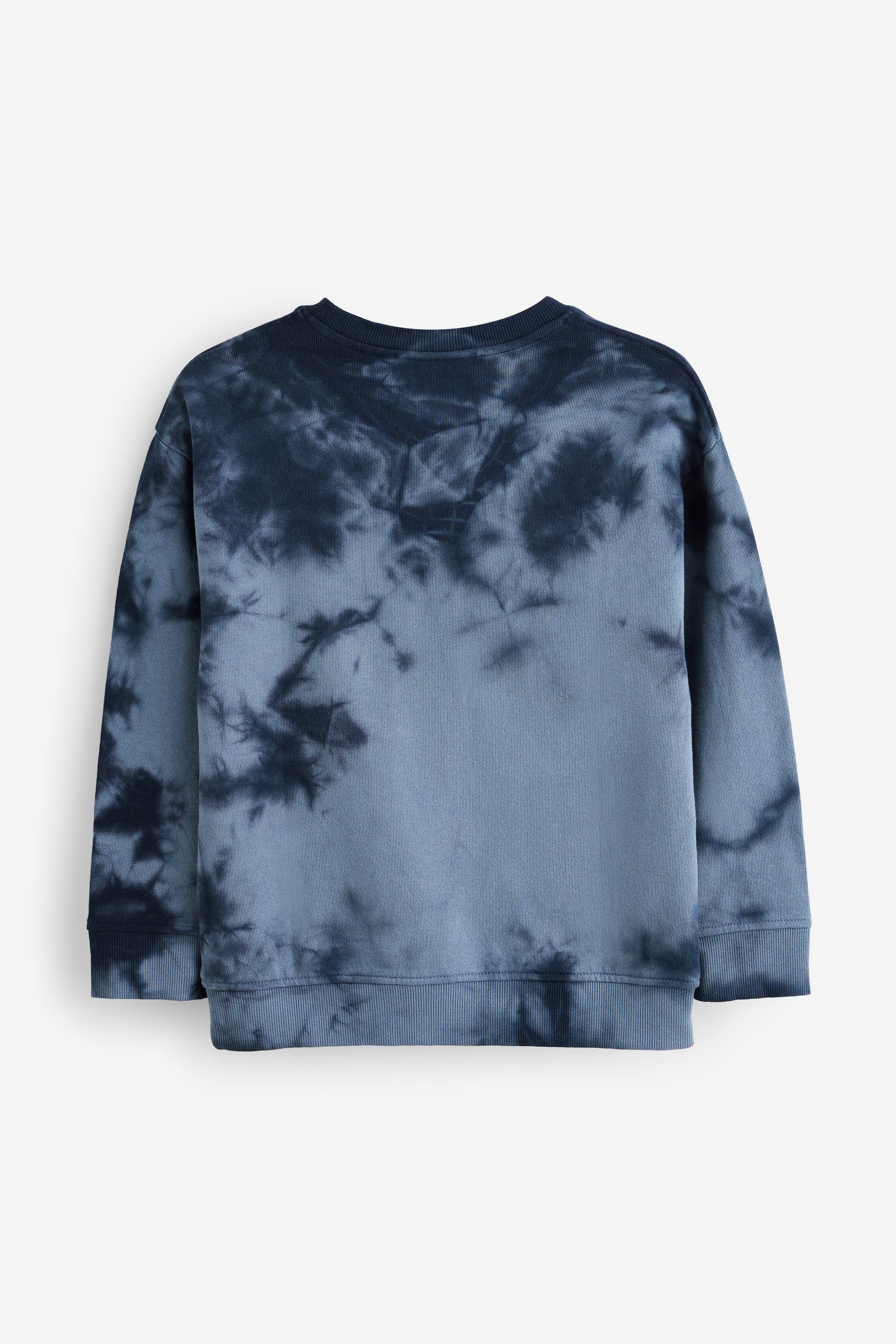 Batik-Sweatshirt Rundhalsausschnitt (1-tlg) Langarmshirt mit Blue Next