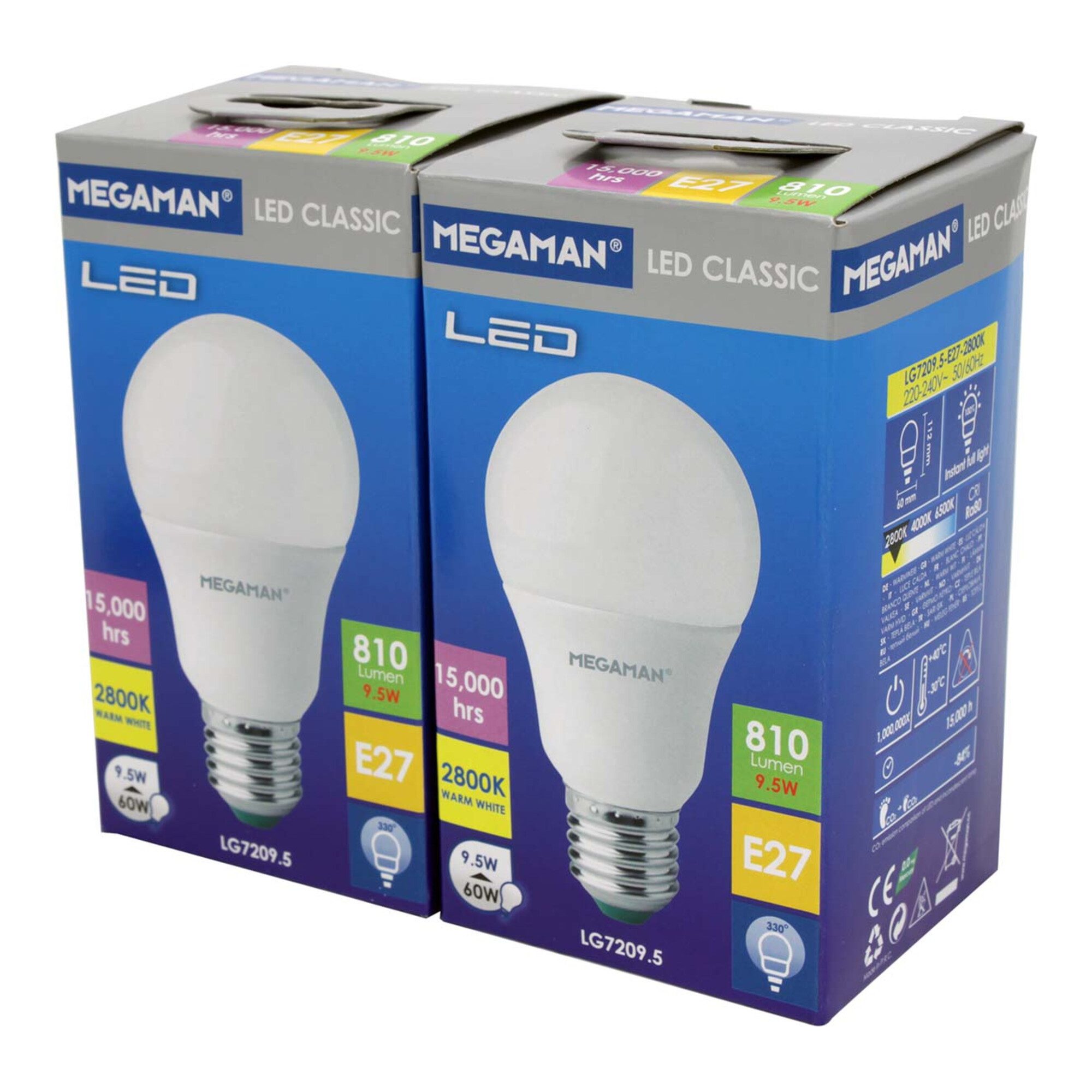 Megaman LED-Leuchtmittel Megaman LED-Classic-Lampe E27/828 A60 MM21945 (VE2) 2 Stk