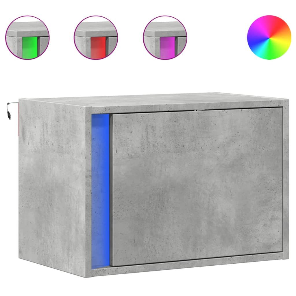 vidaXL Nachttisch Wand-Nachttisch mit LED-Leuchten Betongrau günstig online kaufen