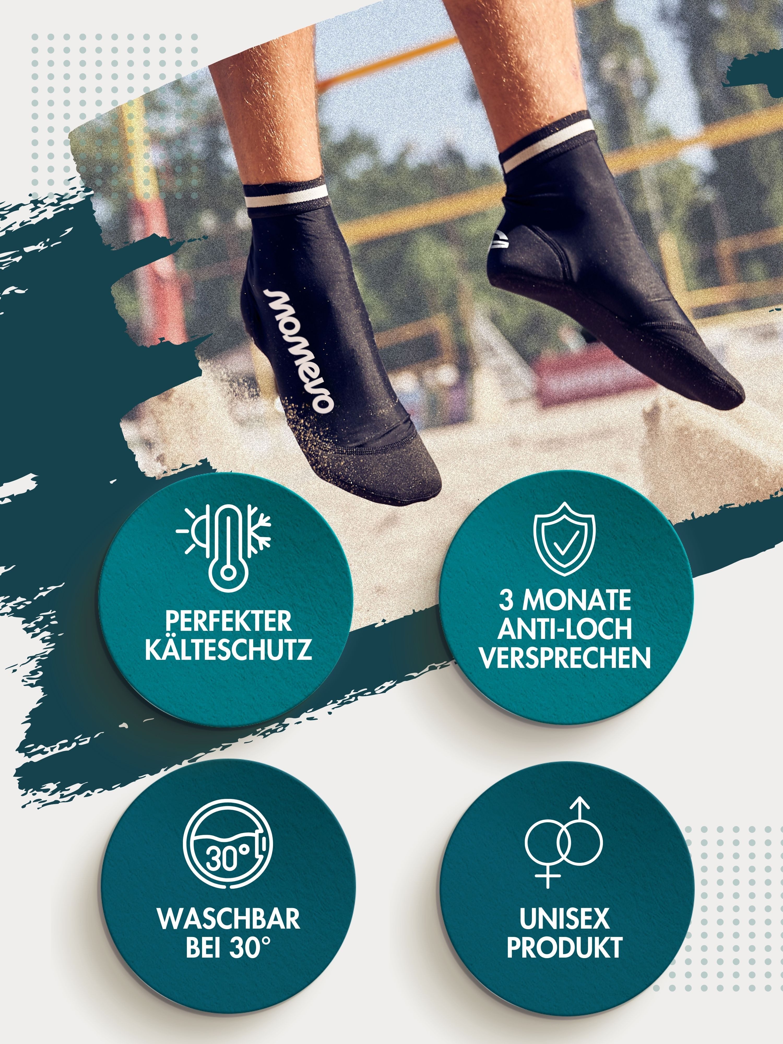 Momevo Neoprensocken Beachvolleyball Socken aus Neopren Schützende Beachsocken Herren Damen weich, leicht, robust