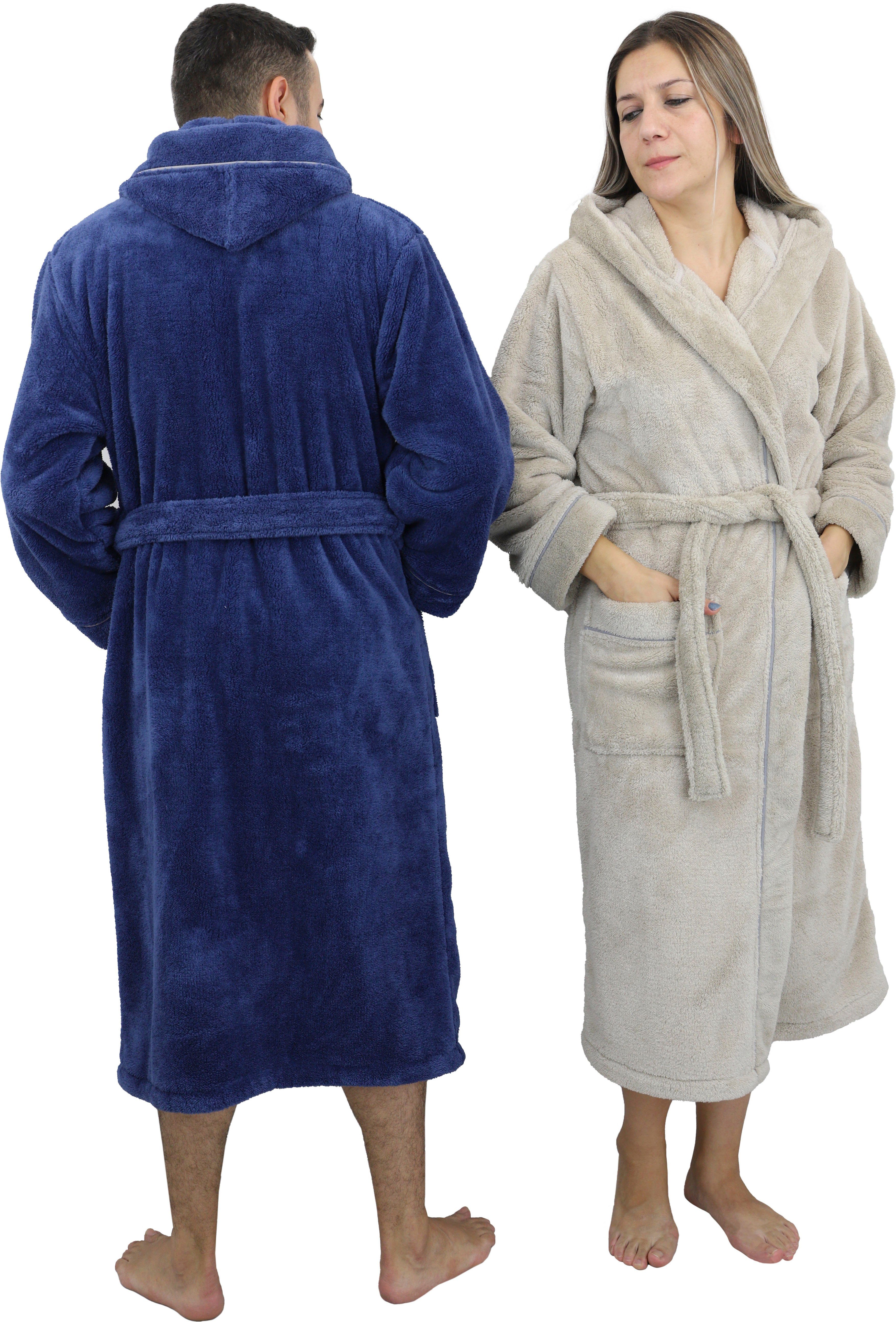 Damen und Qualität, und Herren, weiche Microfaser, sand kuschelige für »Lillou«, Gürtel, Kapuze, XS-3XL my Unisex-Bademantel home Langform,