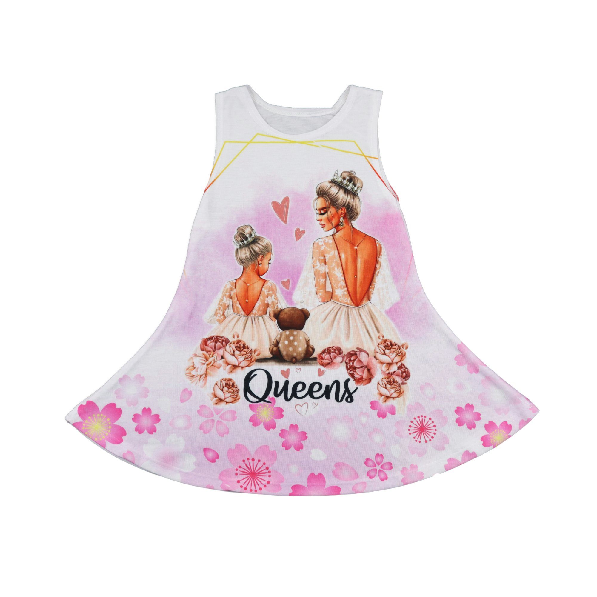 WS-Trend Sommerkleid Queens Mutter und Tochter Kinder Mädchen Kleid Gr. 104  bis 164