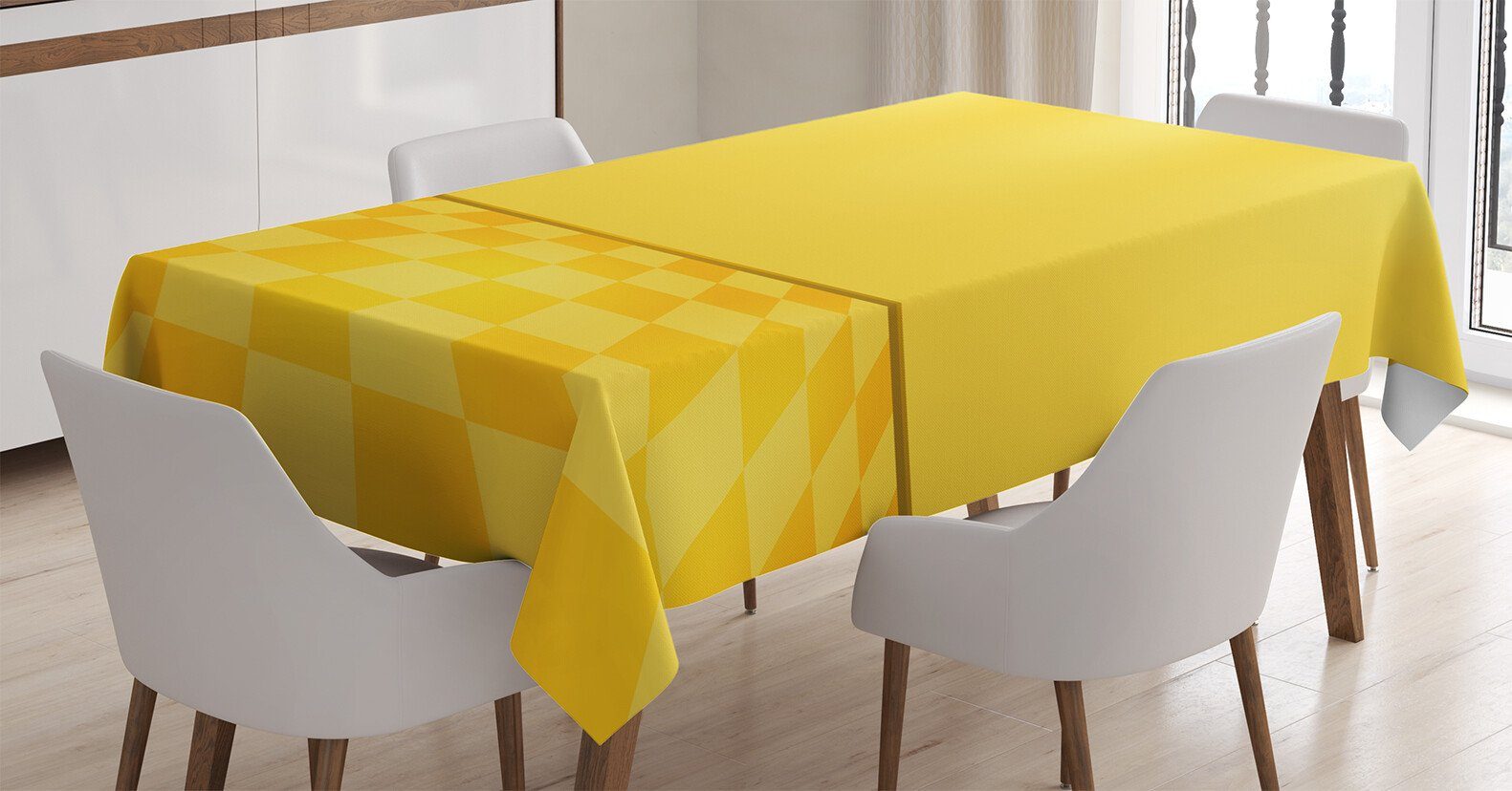 Abakuhaus Tischdecke Farbfest Waschbar Für den Außen Bereich geeignet Klare Farben, Modern Yellow Lemon Chess