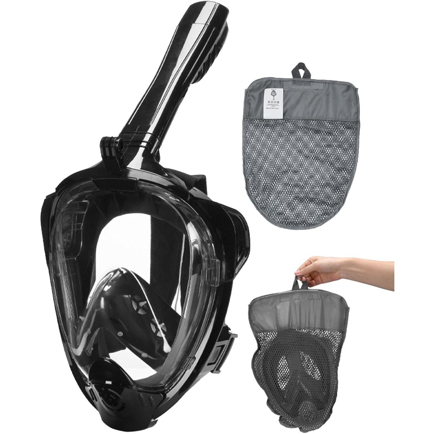 OKWISH Schnorchel Schnorchelset Schnorchelmaske Vollmaske Taucherbrille (Vollgesichts Tauchmaske, 180° Panoramablick Anti-Beschlag Anti-Leck mit Action-Cams kompatibel), für Erwachsene Kinder Tauchen Trocken Schnorchel und Schwimmen
