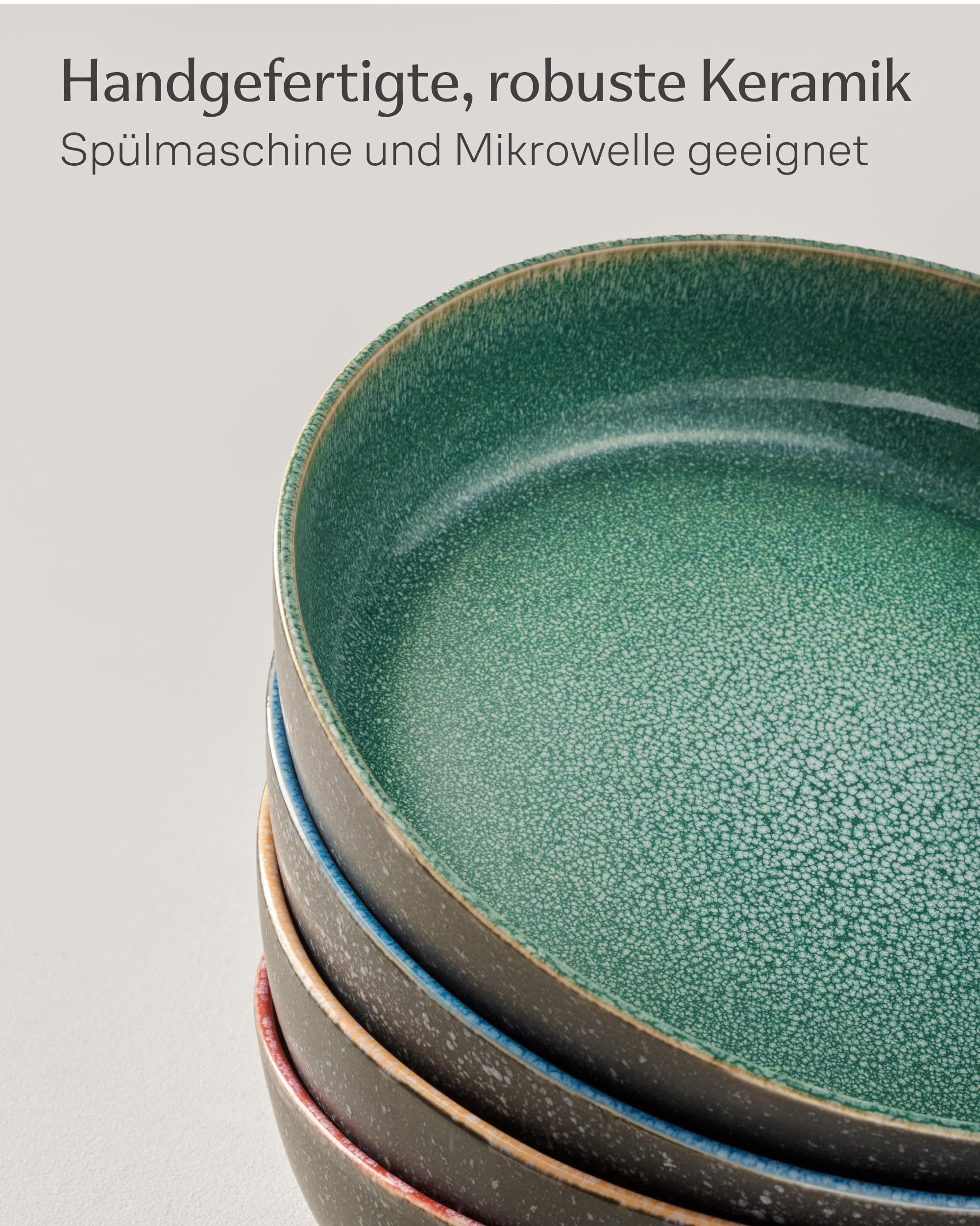 Cosumy Pastateller Steingut Geschirr Set 4 Personen – Handgefertigtes Tafelservice, (4 St), Handglasiert- Mikrowellenfest - Spülmaschinenfest – Design Geschirr – Bild 5 von 5